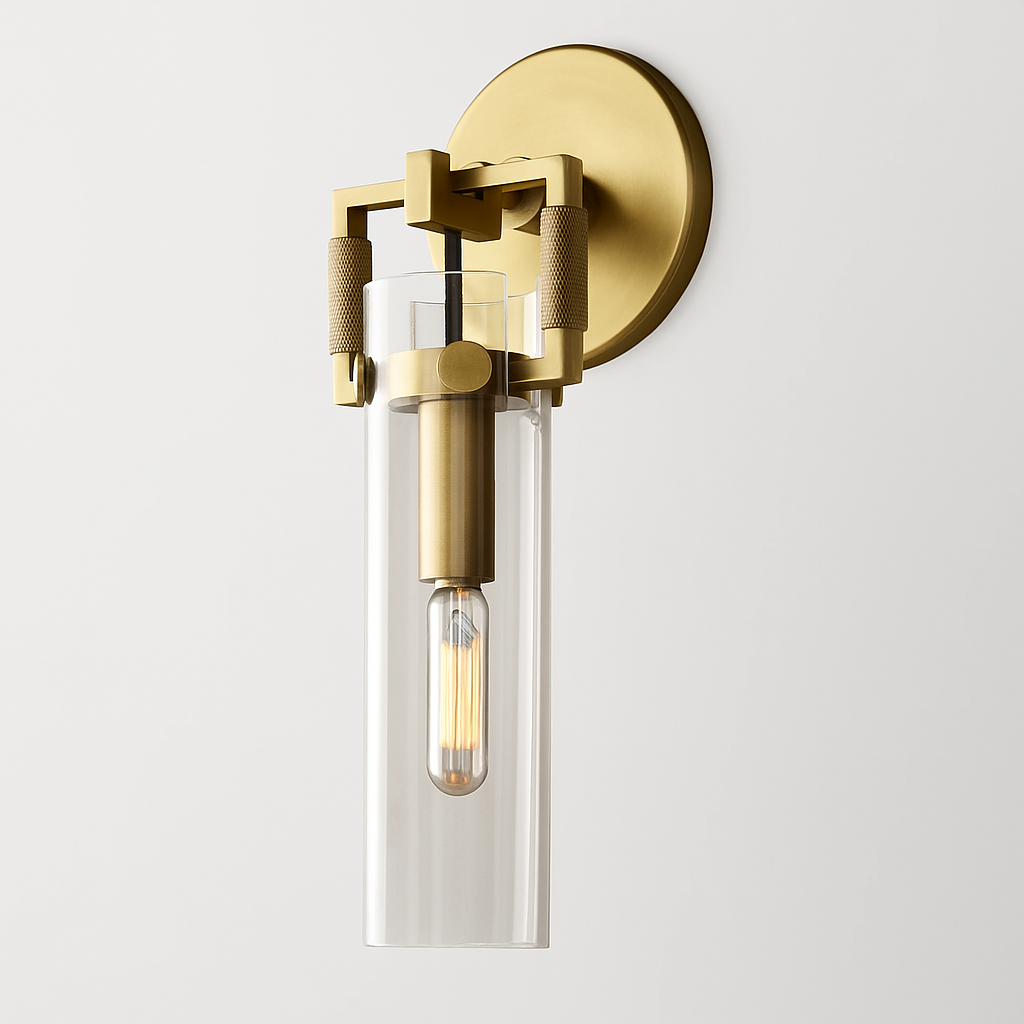 Machinise Glass Cylinder Sconce