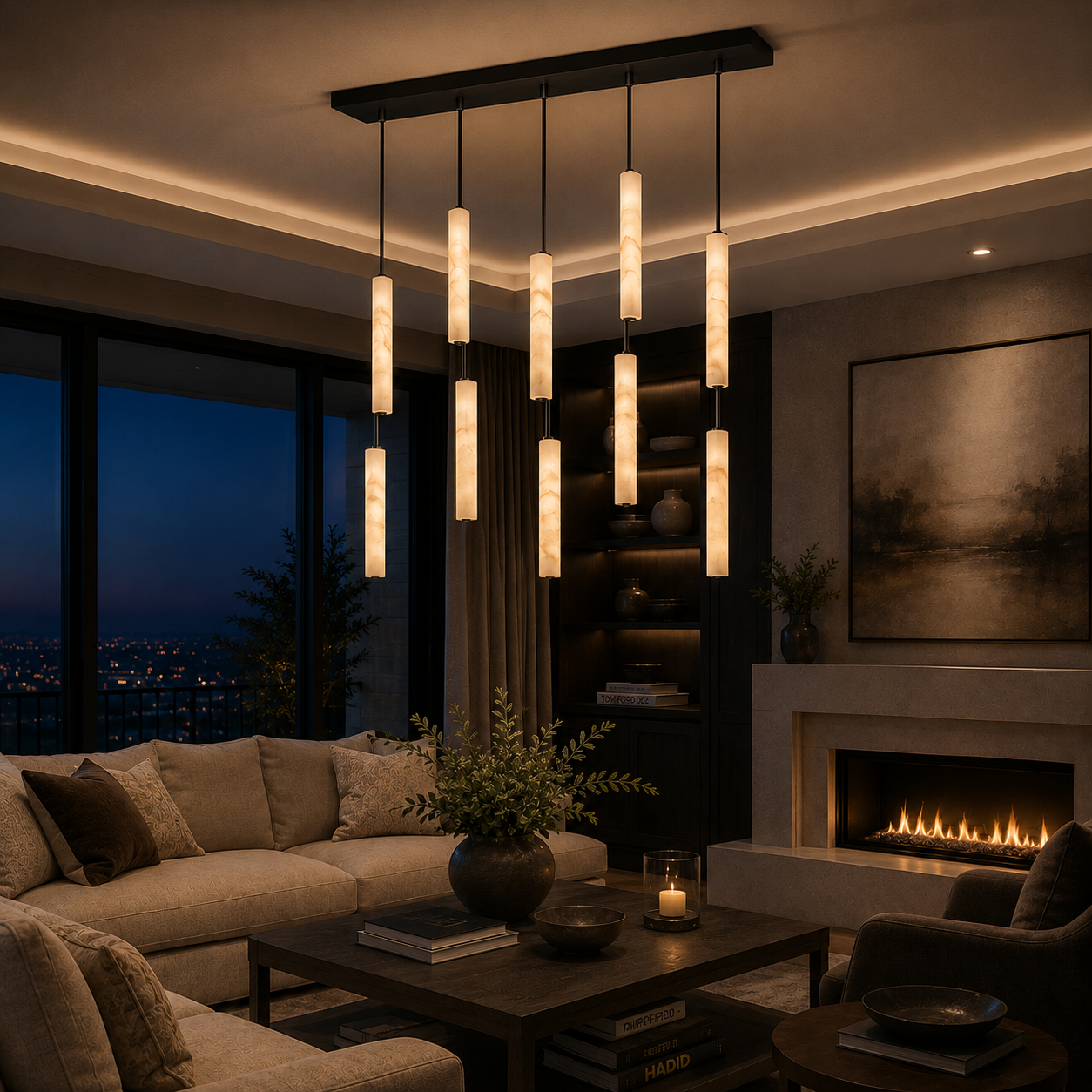 Budubon Alabaster Linear Chandelier