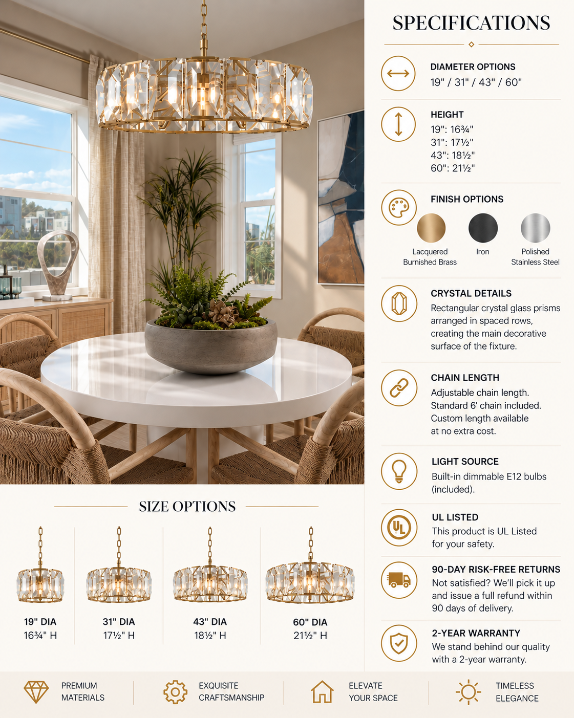 Hadilor Crystal Round Chandelier