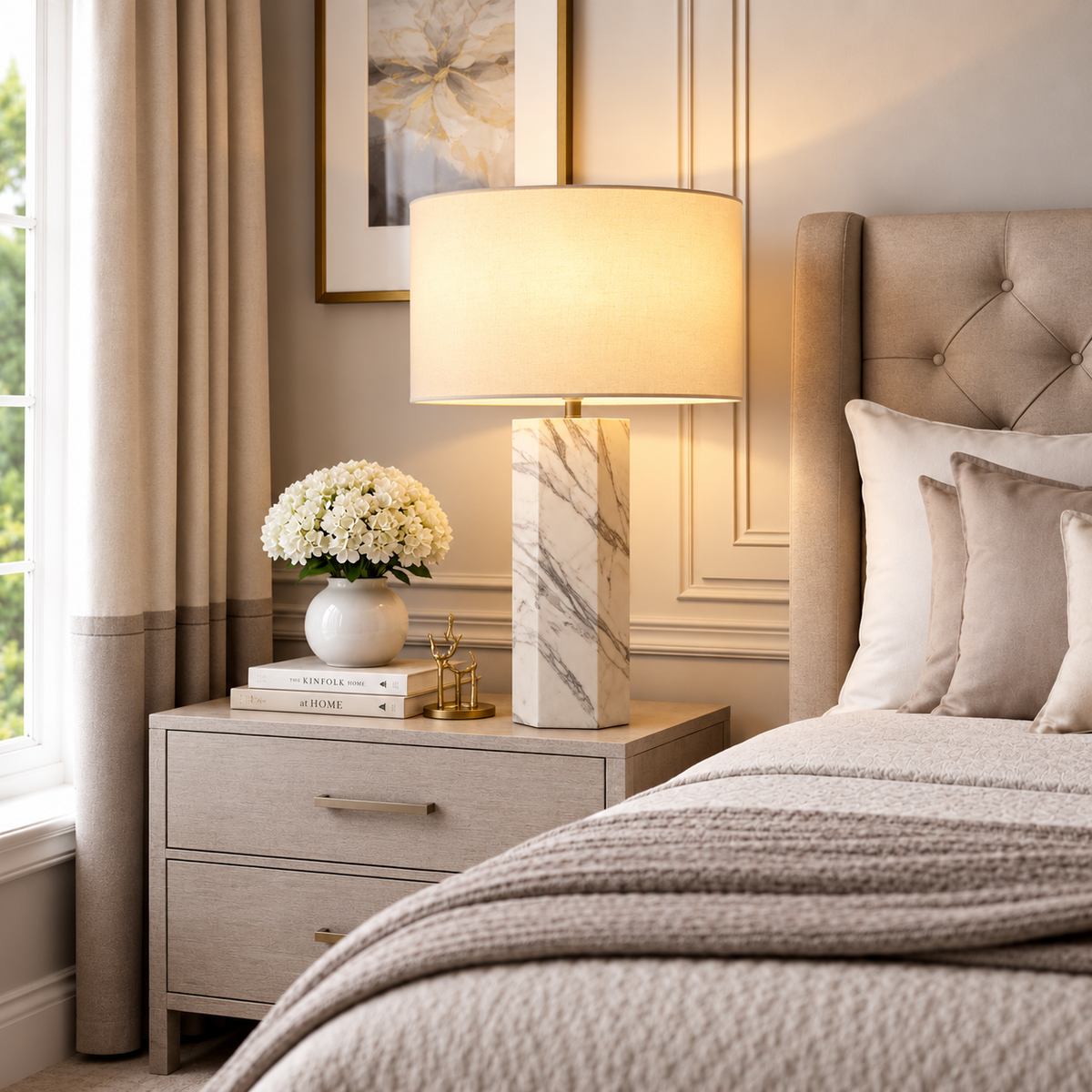 Sarezzoe Stone Hexagonal Table Lamp