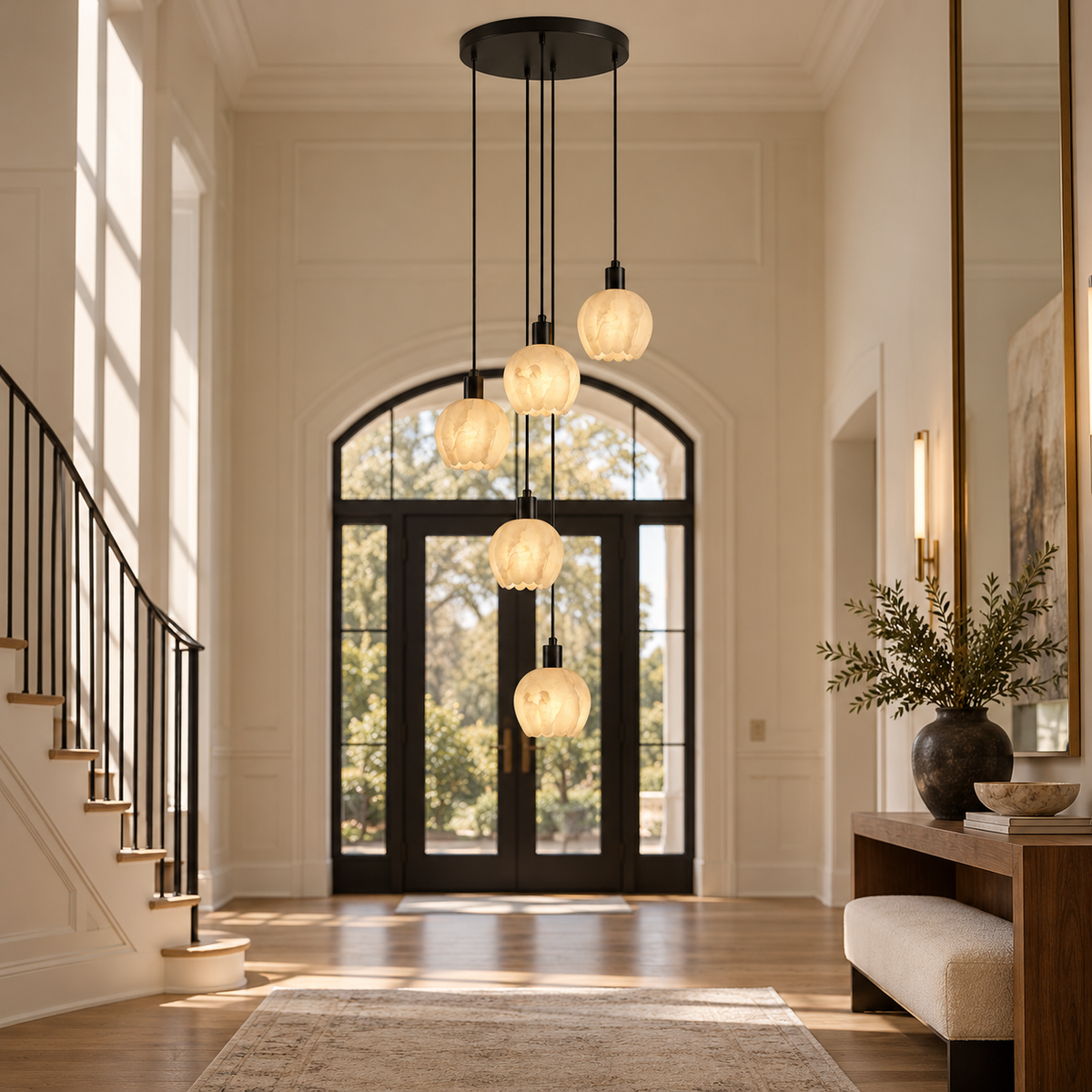 Alabaster Petal Cluster Chandelier