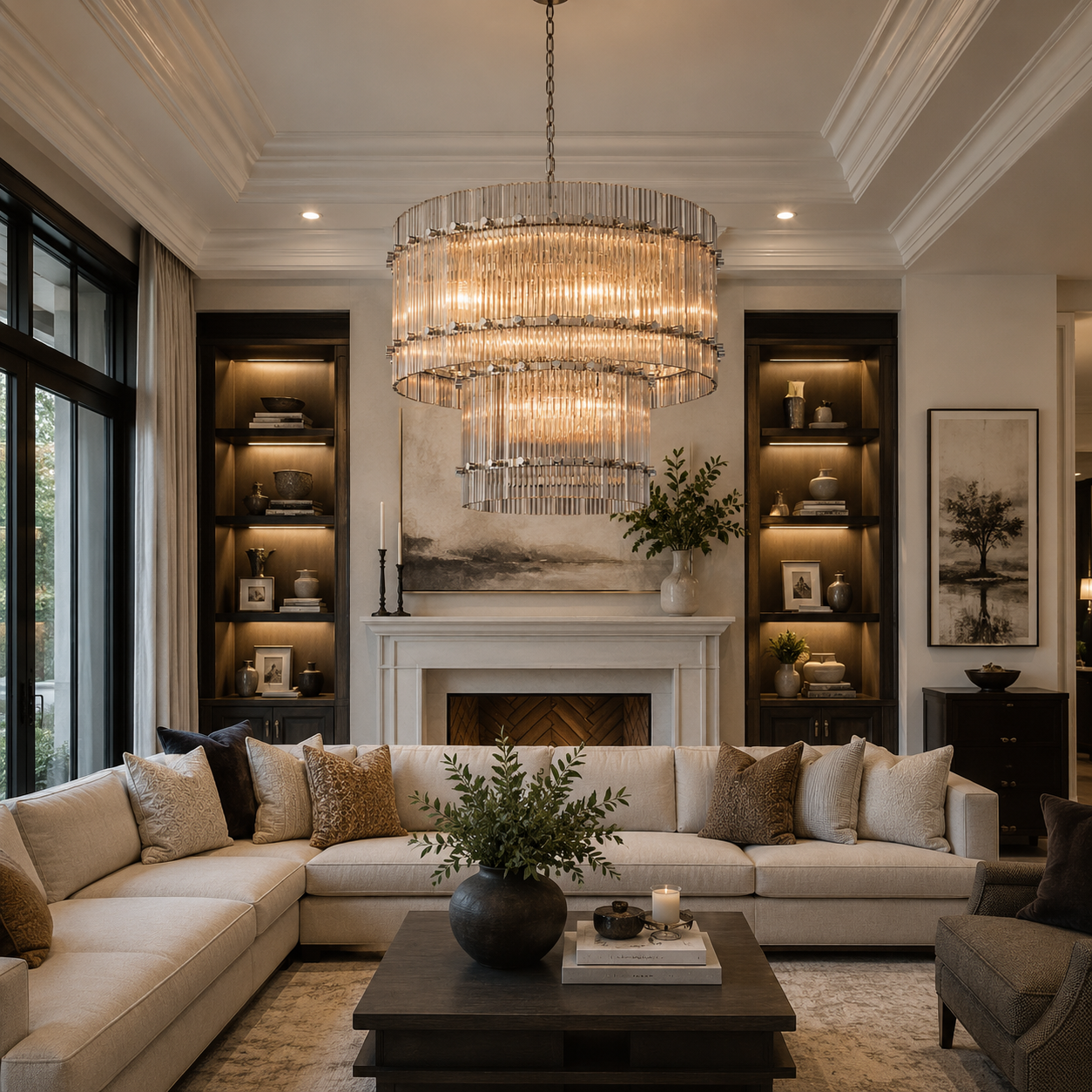 San Marca Glass Two-Tier Round Chandelier