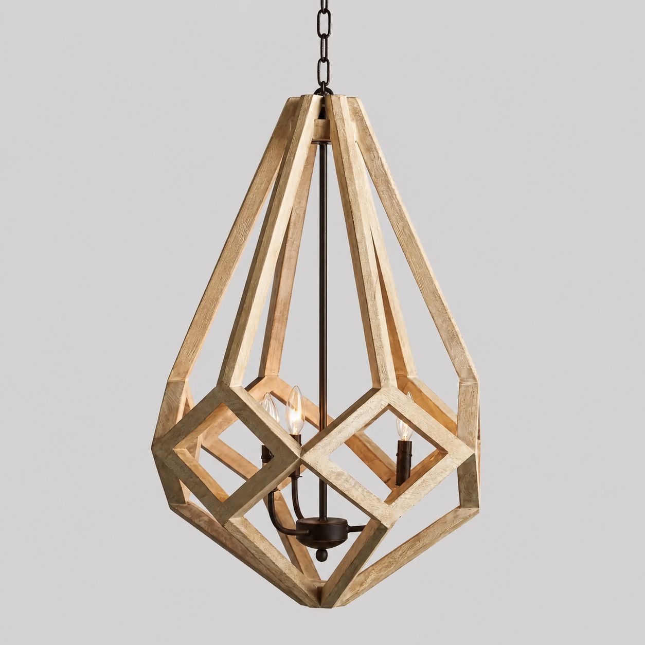 Wooden Prism Chandelier in Natural