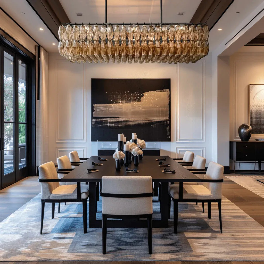 Dhiara Smoke Glass Rectangular Chandelier