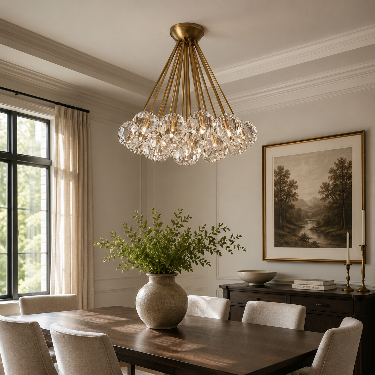 Boule do Cristal Clear Glass Flushmount