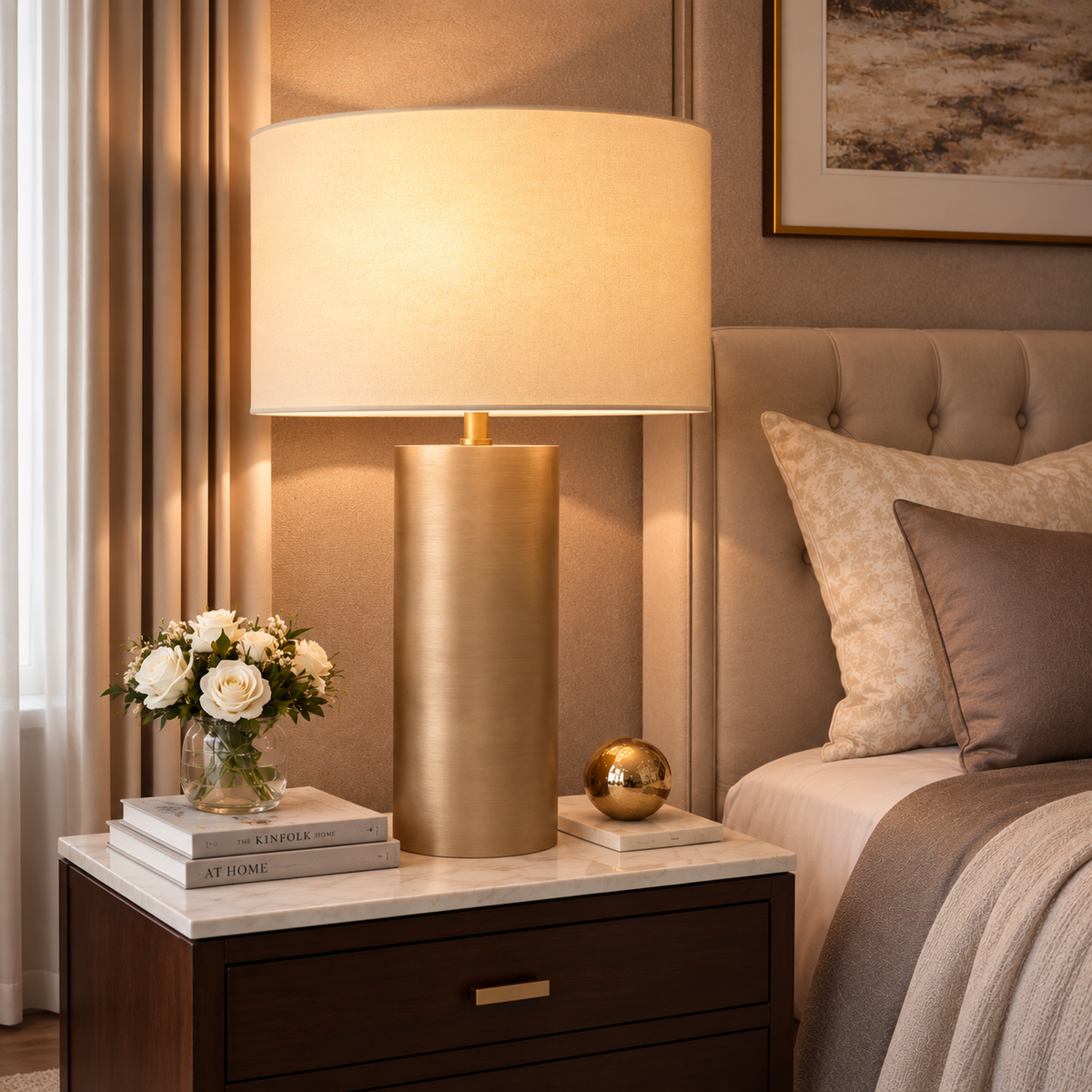 Sarezzoe Metal Cylindrical Table Lamp