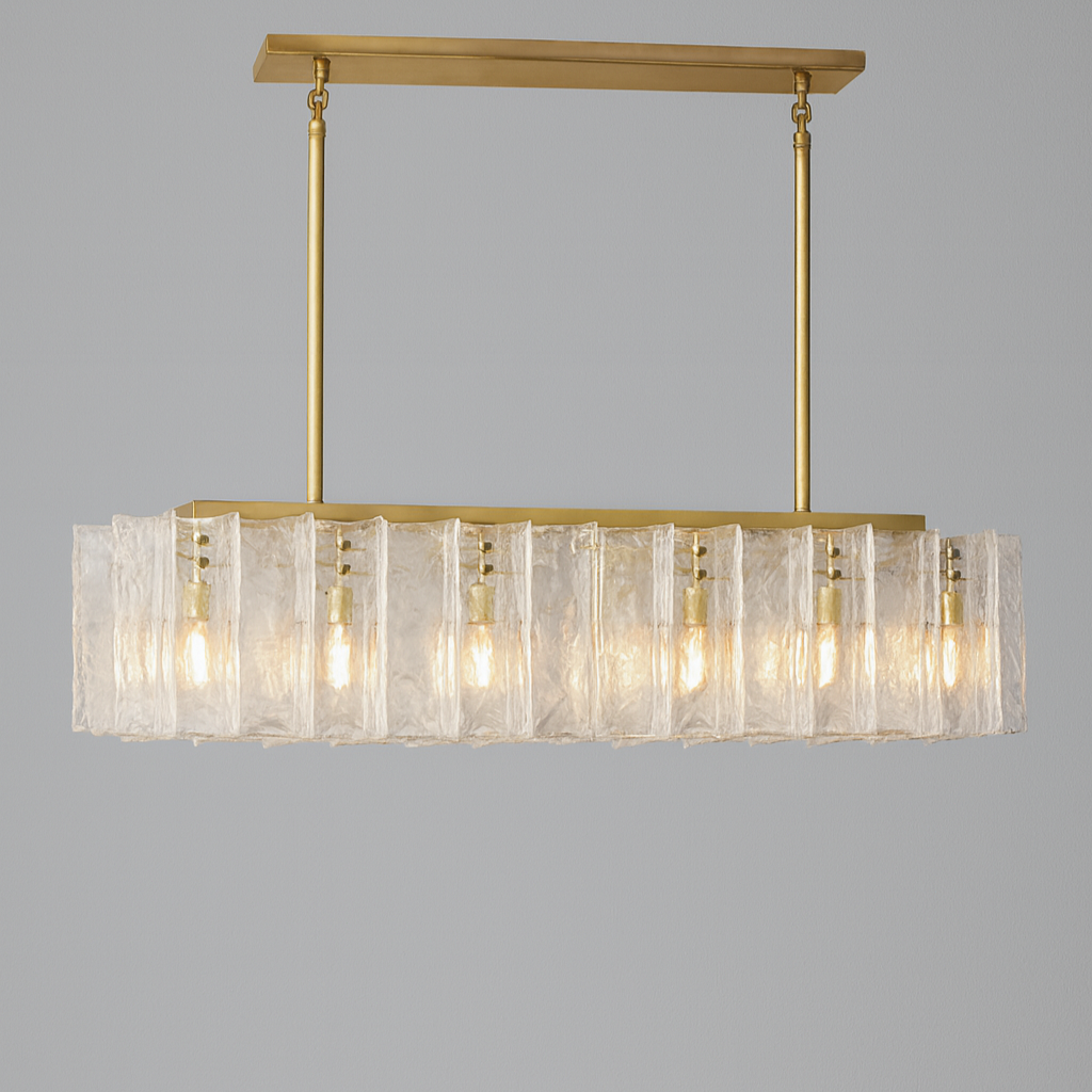 HATTICE CLEAR GLASS RECTANGULAR CHANDELIER 67"