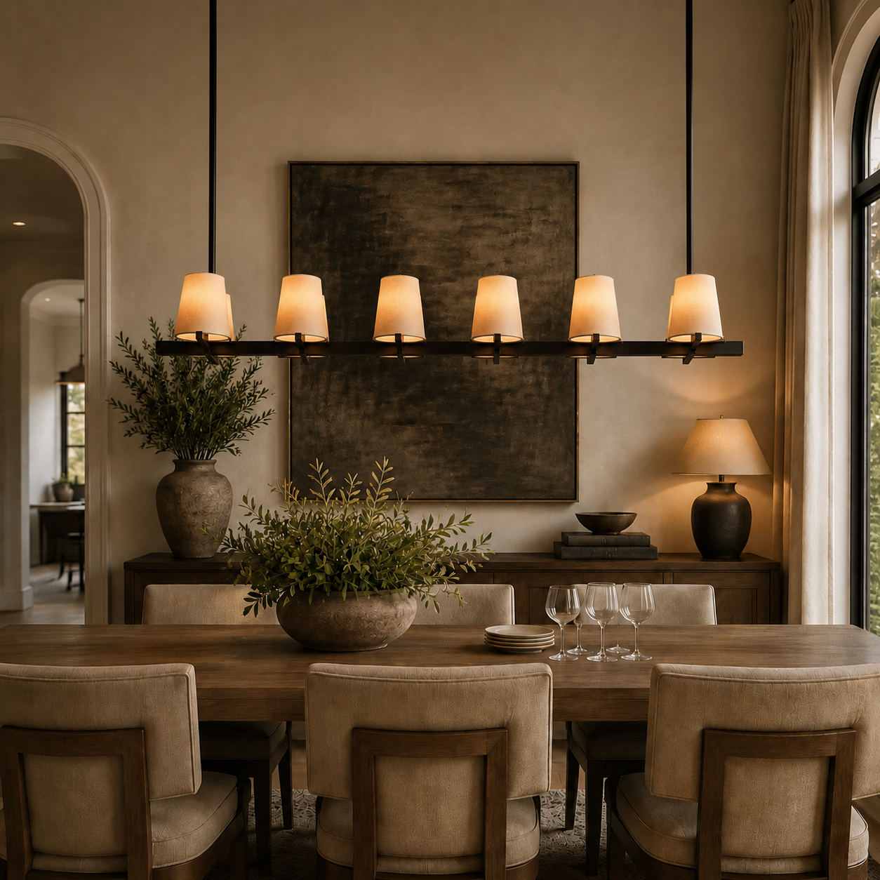 Pauillace Fabric Shade Linear Chandelier