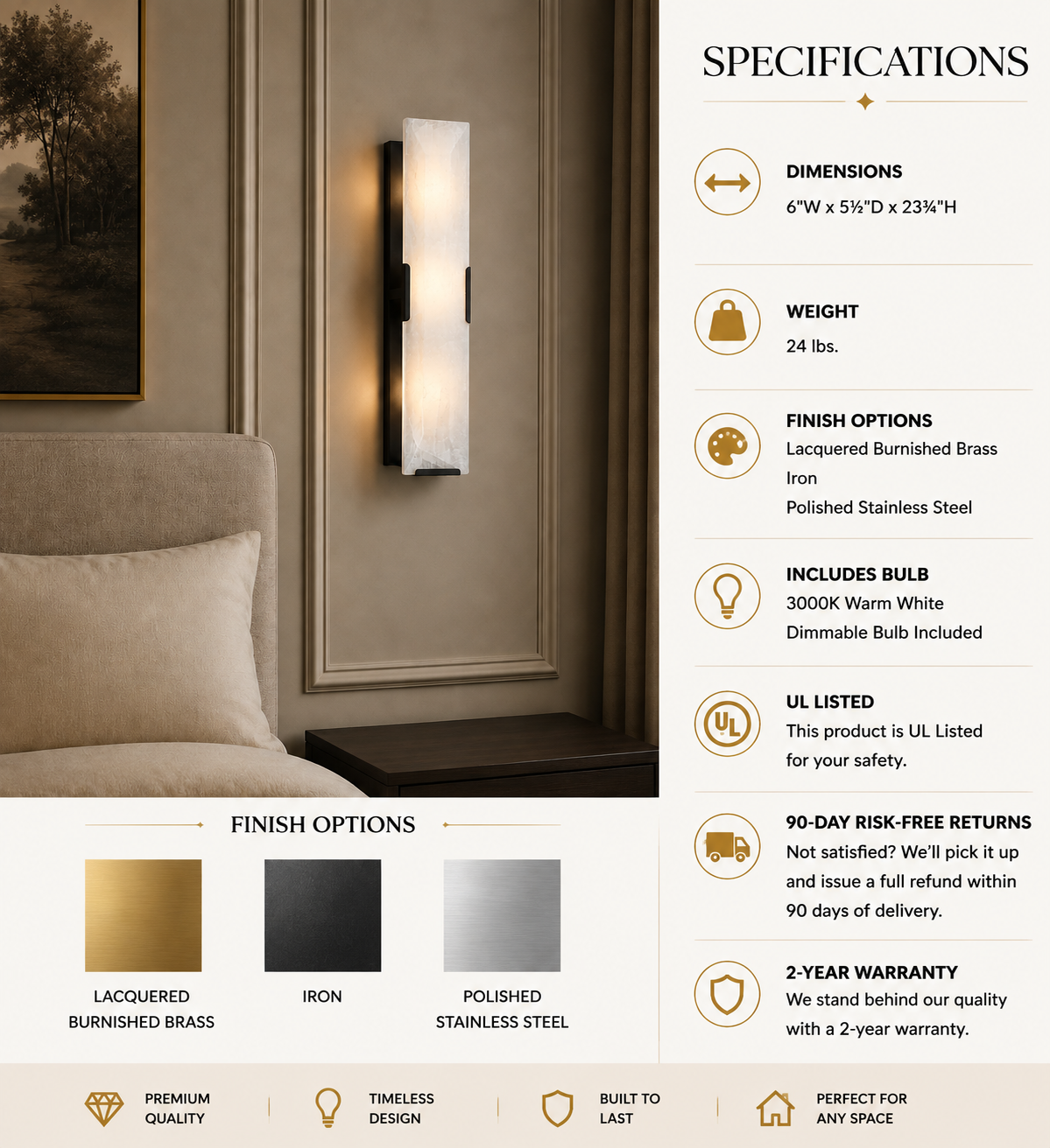 Hadilor Calcite Linear Sconce