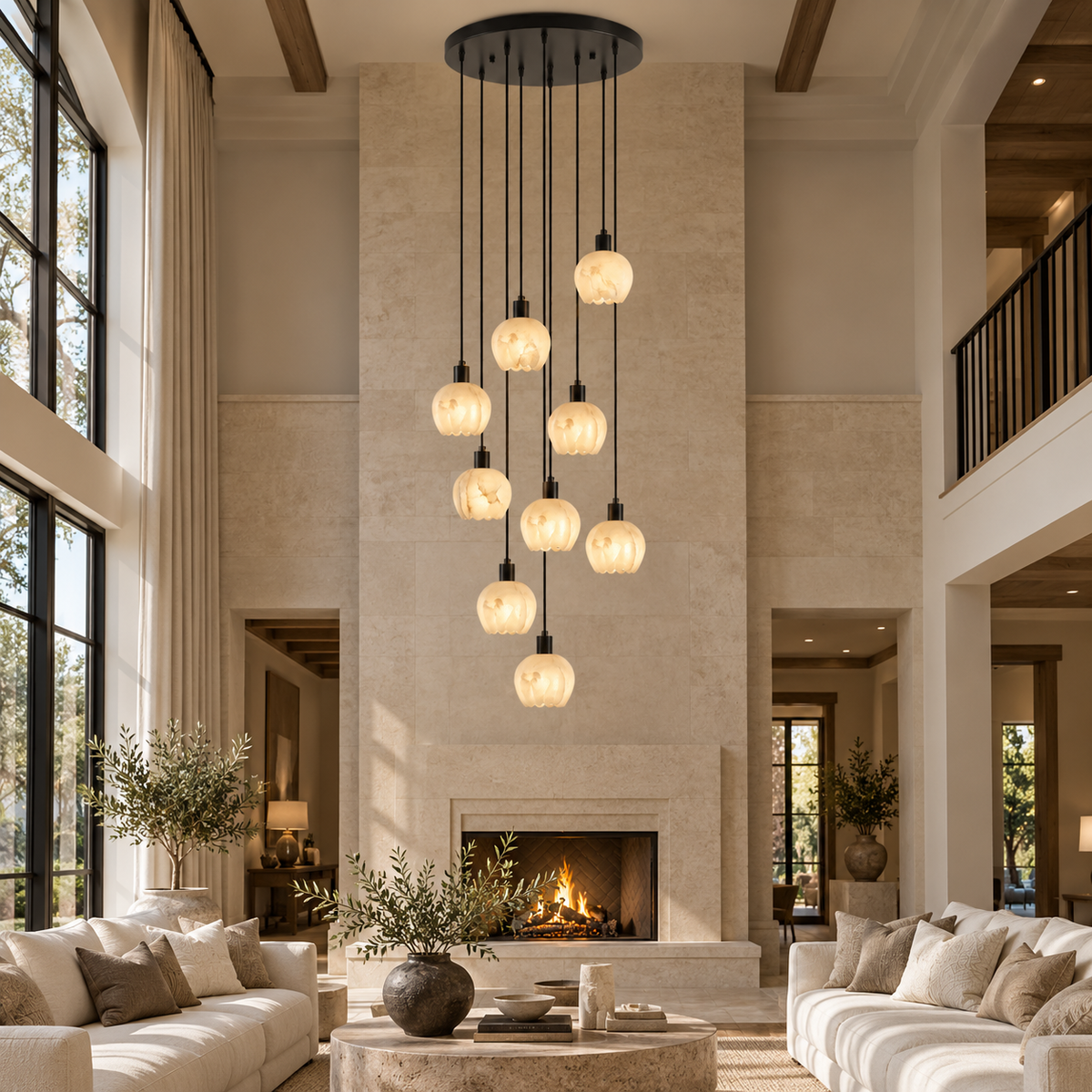 Alabaster Petal Cluster Chandelier