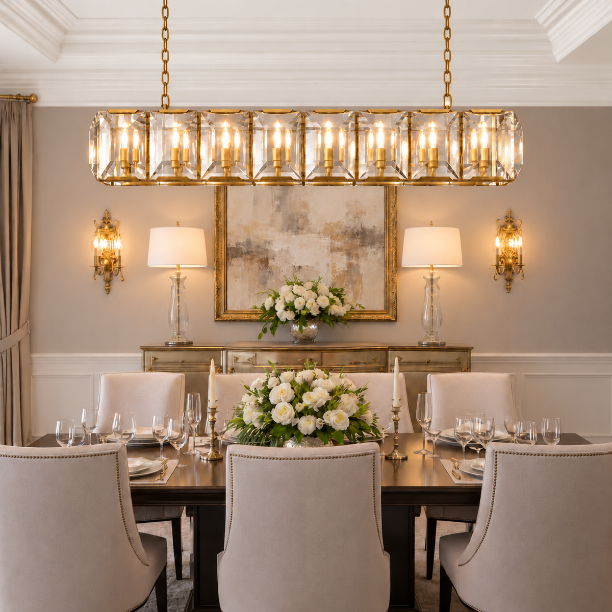 Hadilor Crystal Rectangular Chandelier