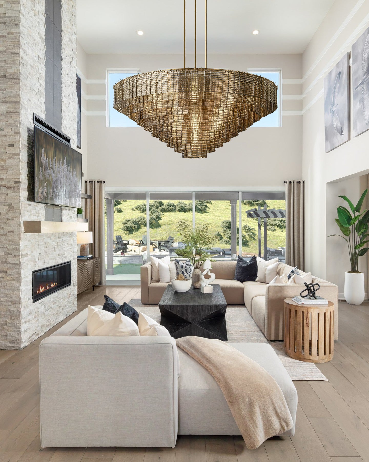 LIRENE SMOKE GLASS ROUND CHANDELIER