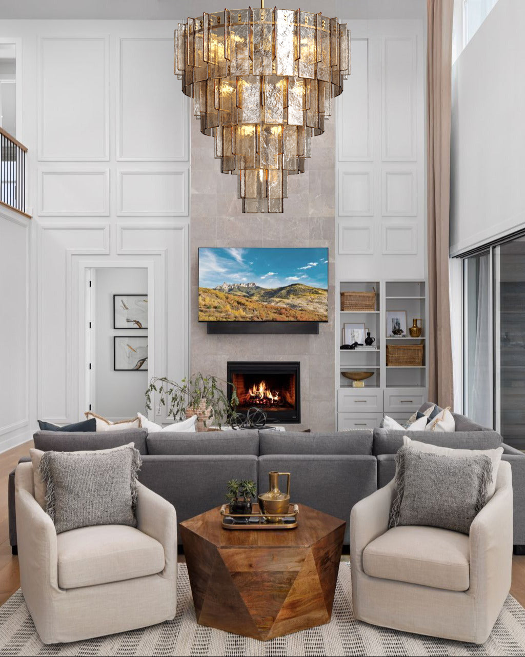 HATTICE SMOKE GLASS TIERED CHANDELIER 47"