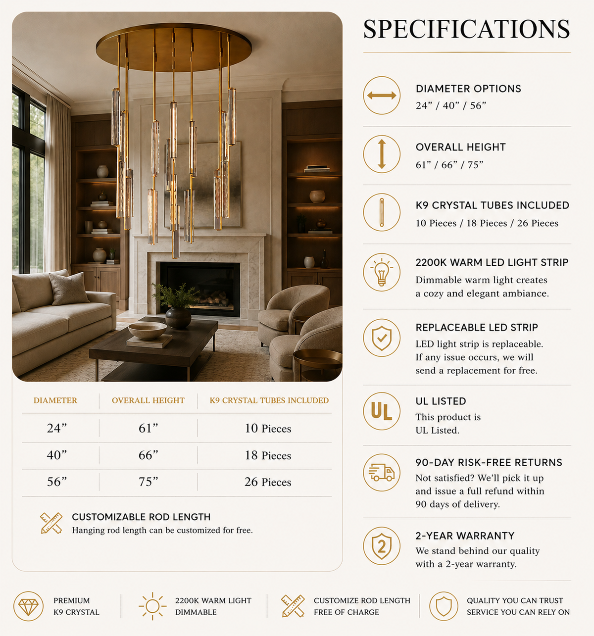 Audocon Crystal Round Chandelier
