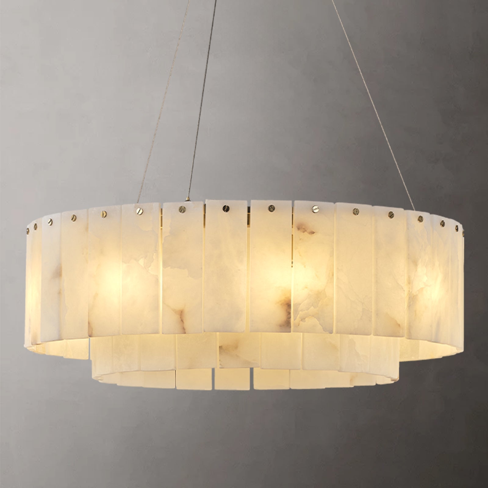 Nonzerad 31" 10 - Light 2 - Tier Alabaster Dining Room Gold Chandelier Pendant Lights