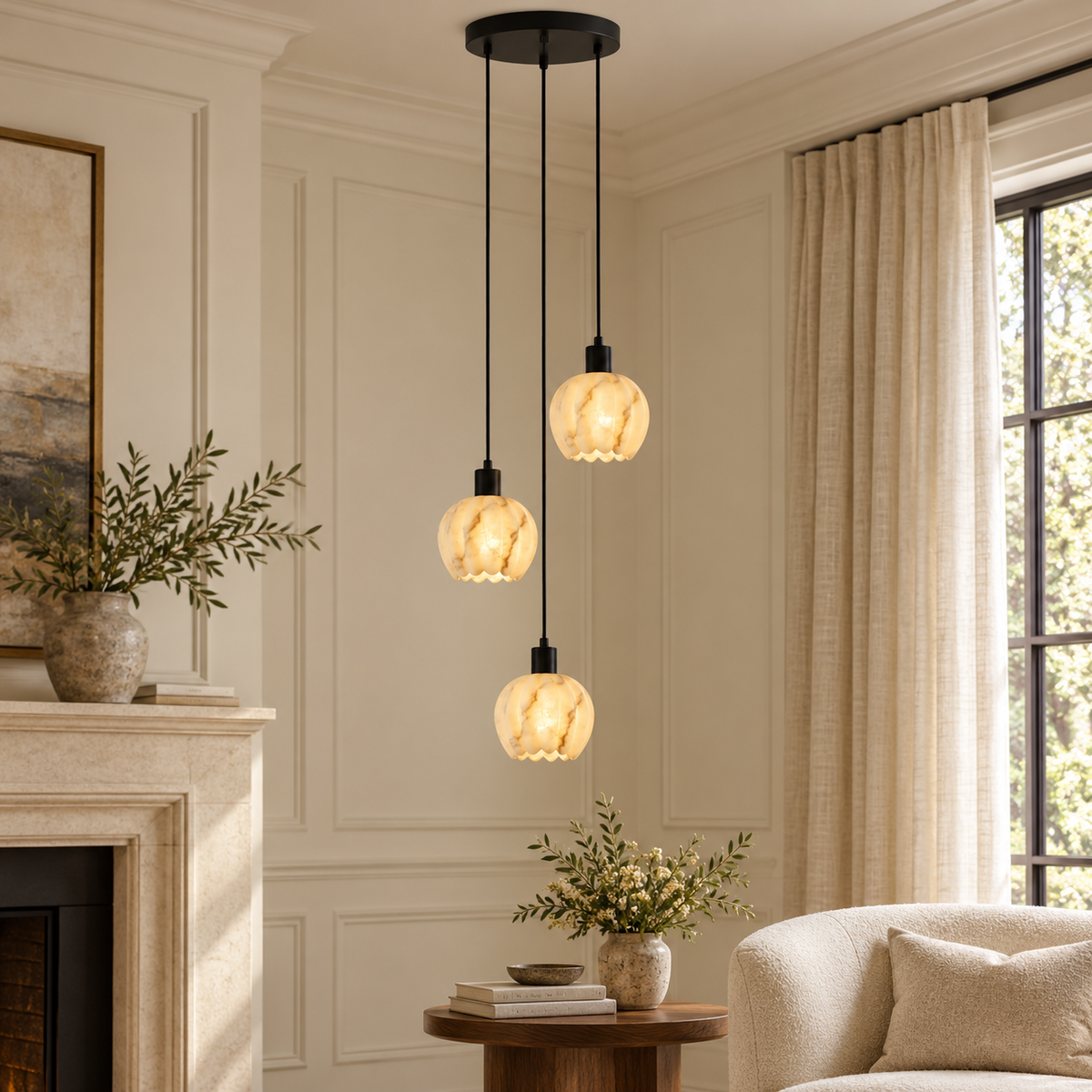 Alabaster Petal Cluster Chandelier