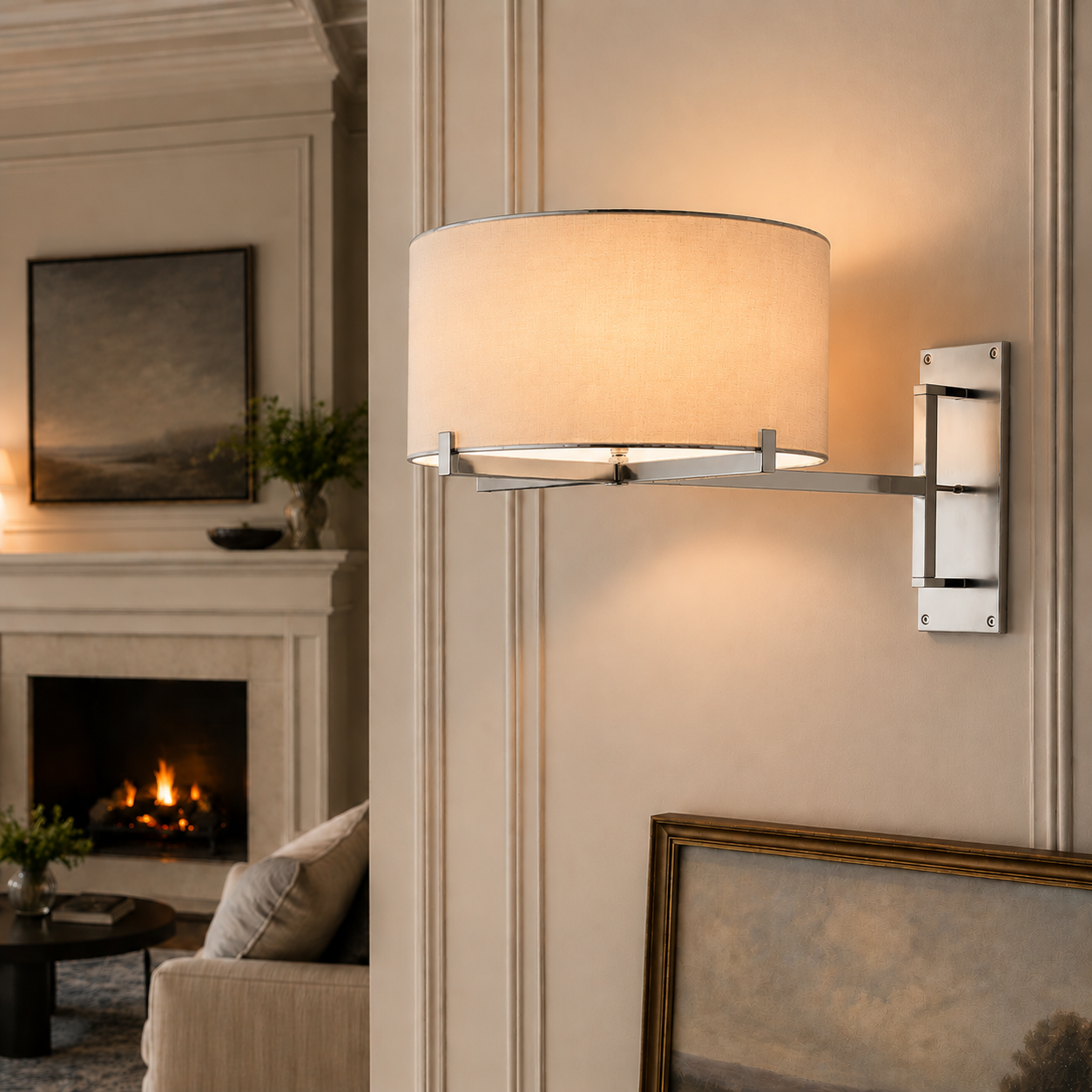 Parenlace Drum Shade Swing-Arm Sconce
