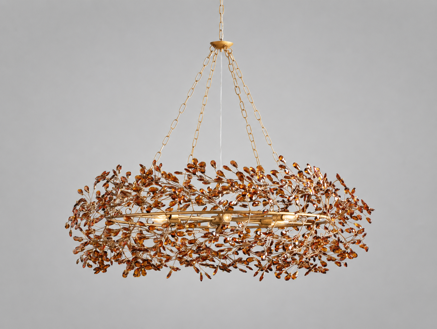 Fiore Crown Chandelier with Amber Glass