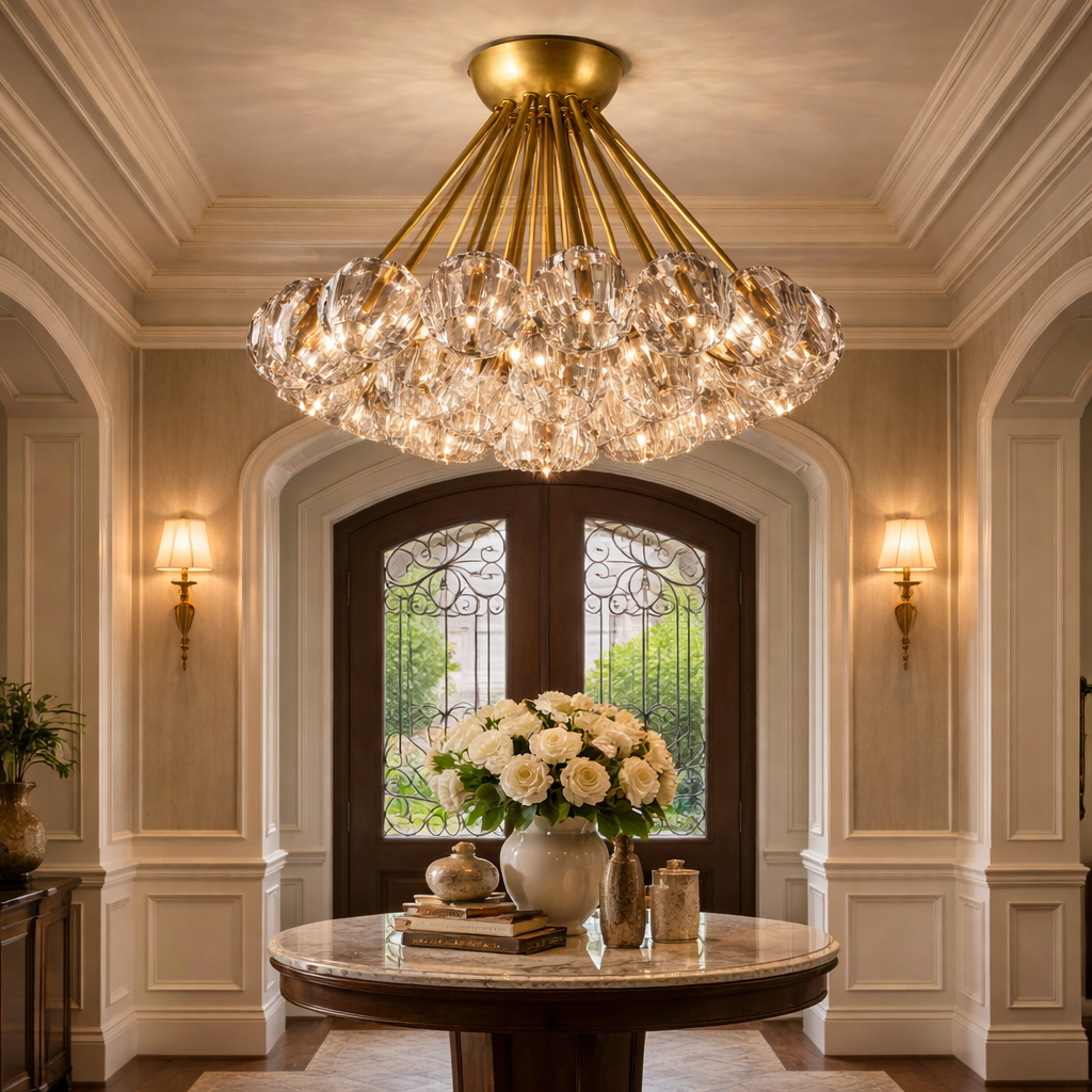 Boule do Cristal Clear Glass Flushmount