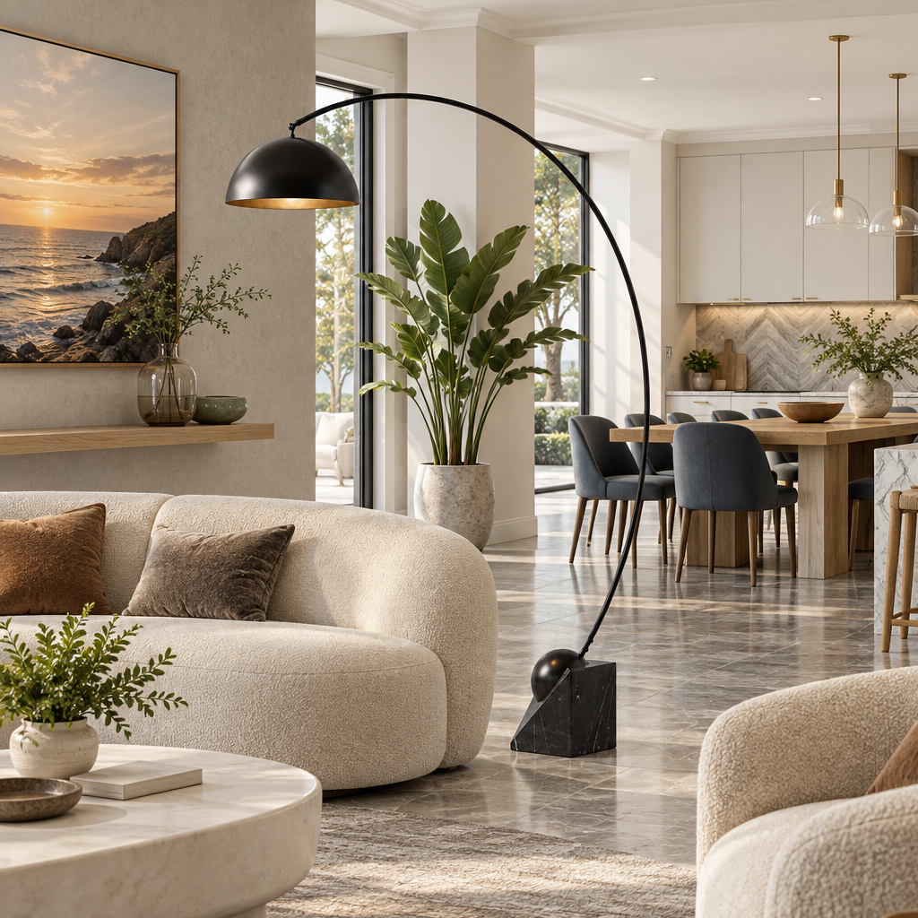 Floor Lamp with Marble Base