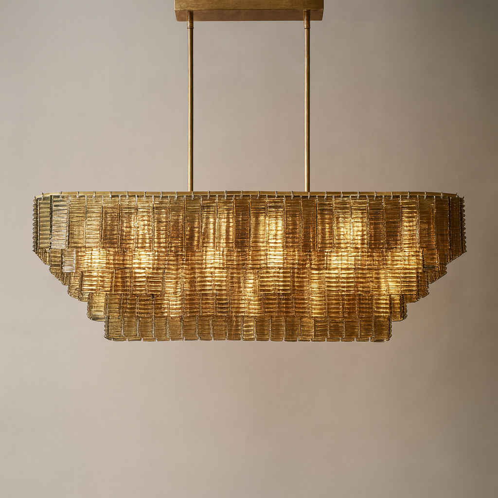 LIRENE SMOKE GLASS RECTANGULAR CHANDELIER 77"
