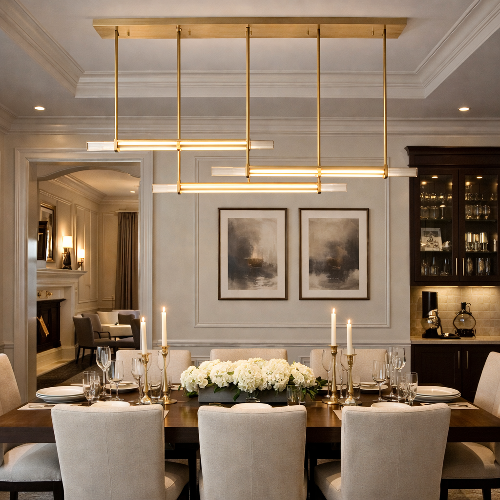 Budubon Crystal Triple Bar Linear Chandelier