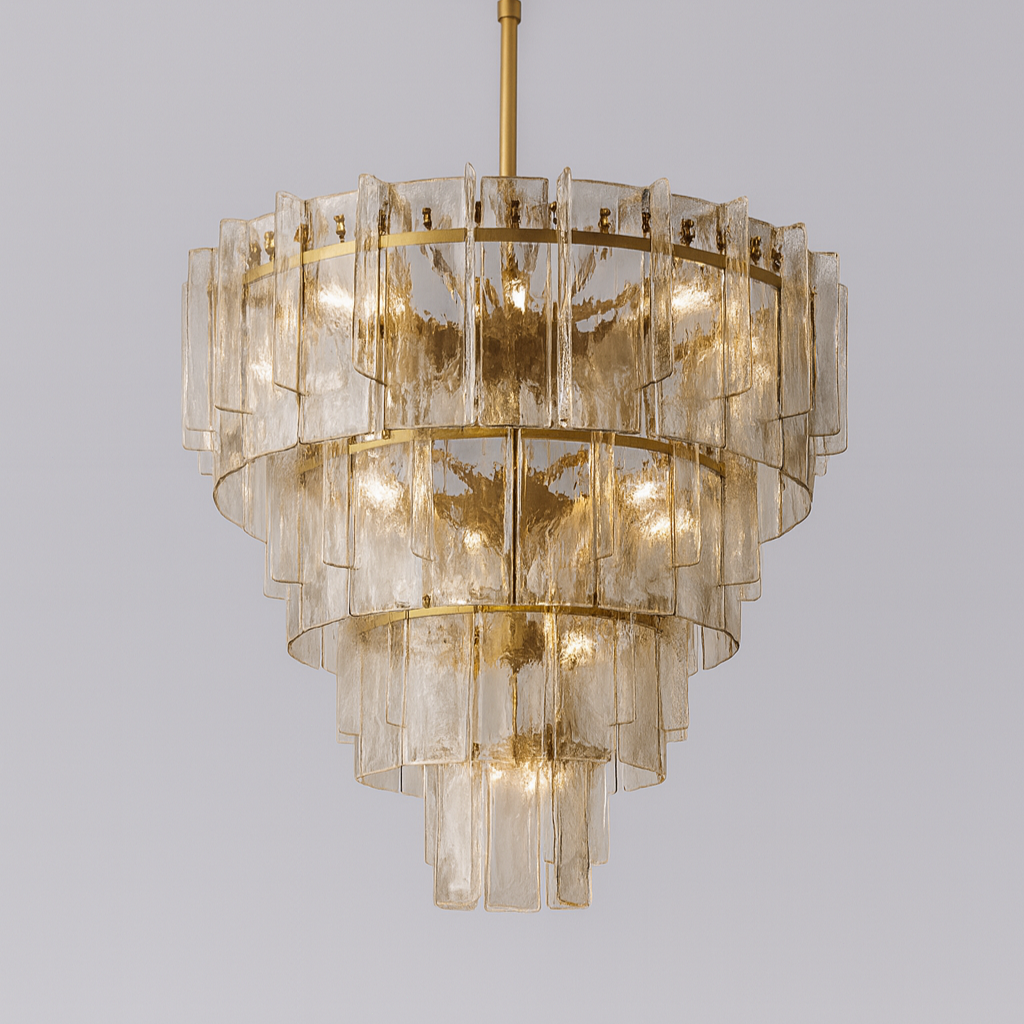 HATTICE CLEAR GLASS TIERED ROUND CHANDELIER 47"