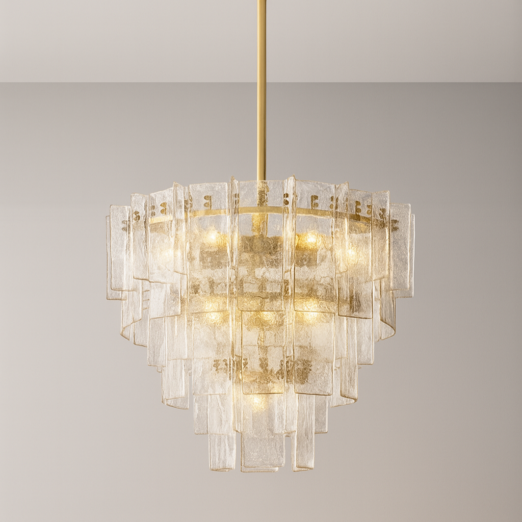 HATTICE CLEAR GLASS TIERED ROUND CHANDELIER 36"
