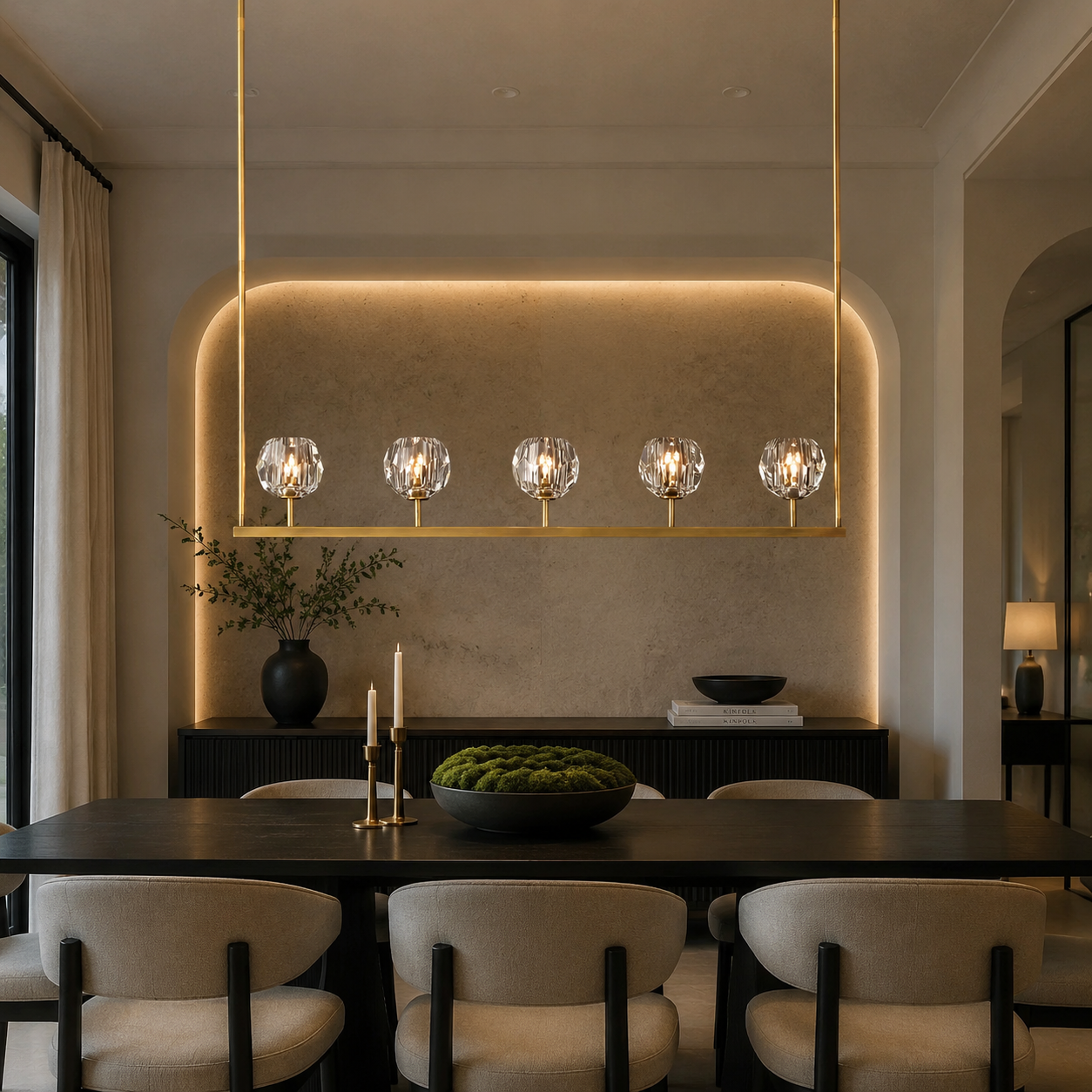 Boule De Cristal Glass Linear Chandelier