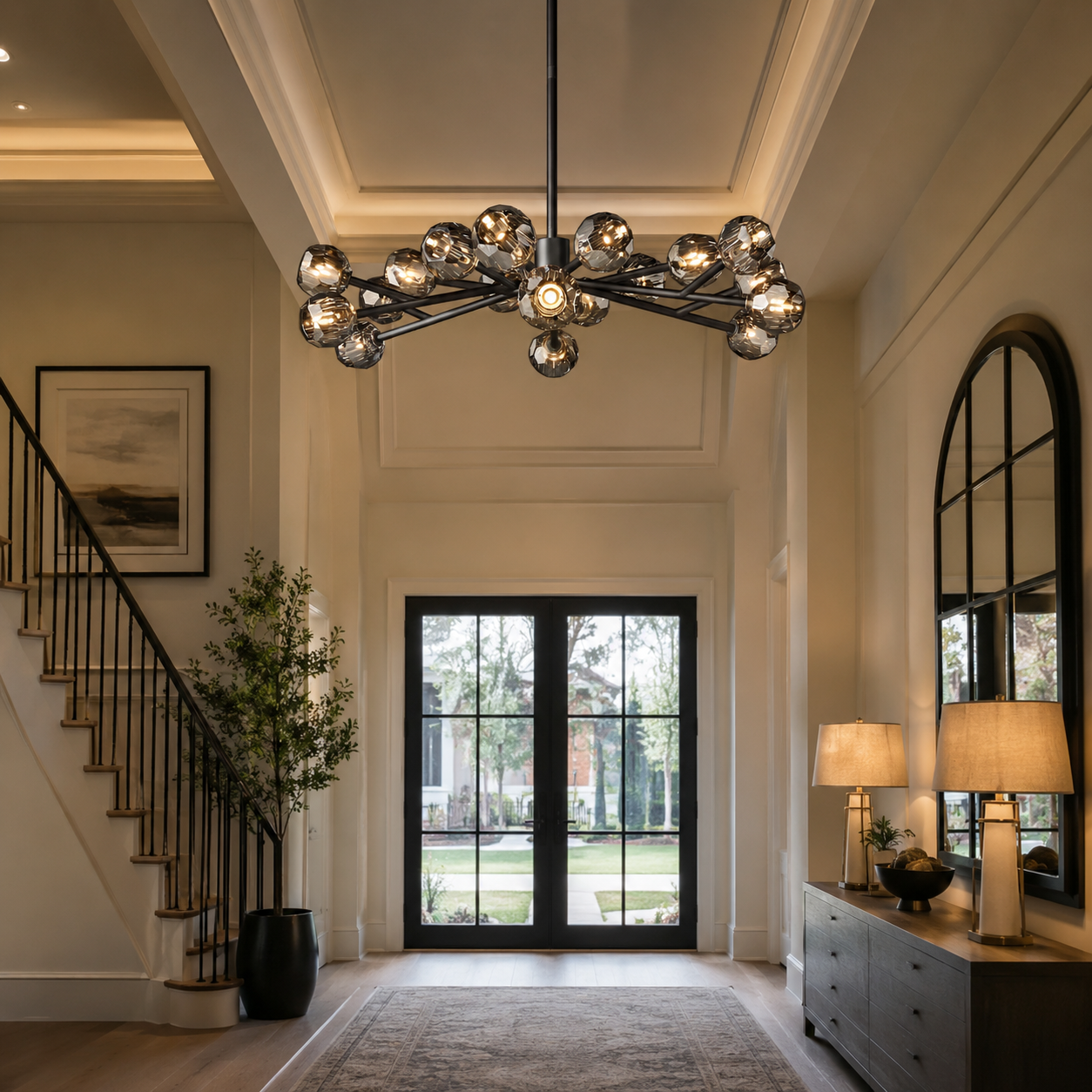 Boule Do Cristal Smoke Glass Round Chandelier