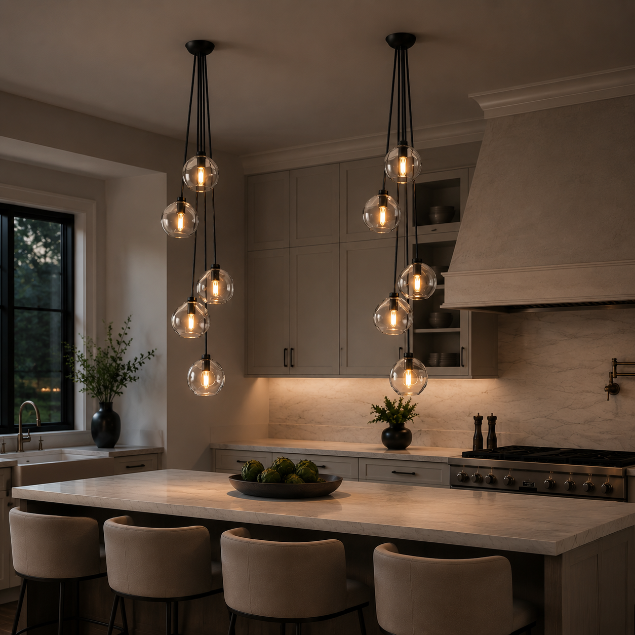 Bubbleler Clear Glass Cascade Pendant
