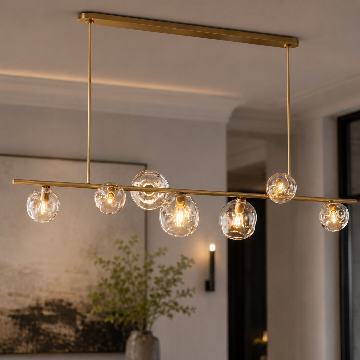 Bubbleler Glass Linear Chandelier