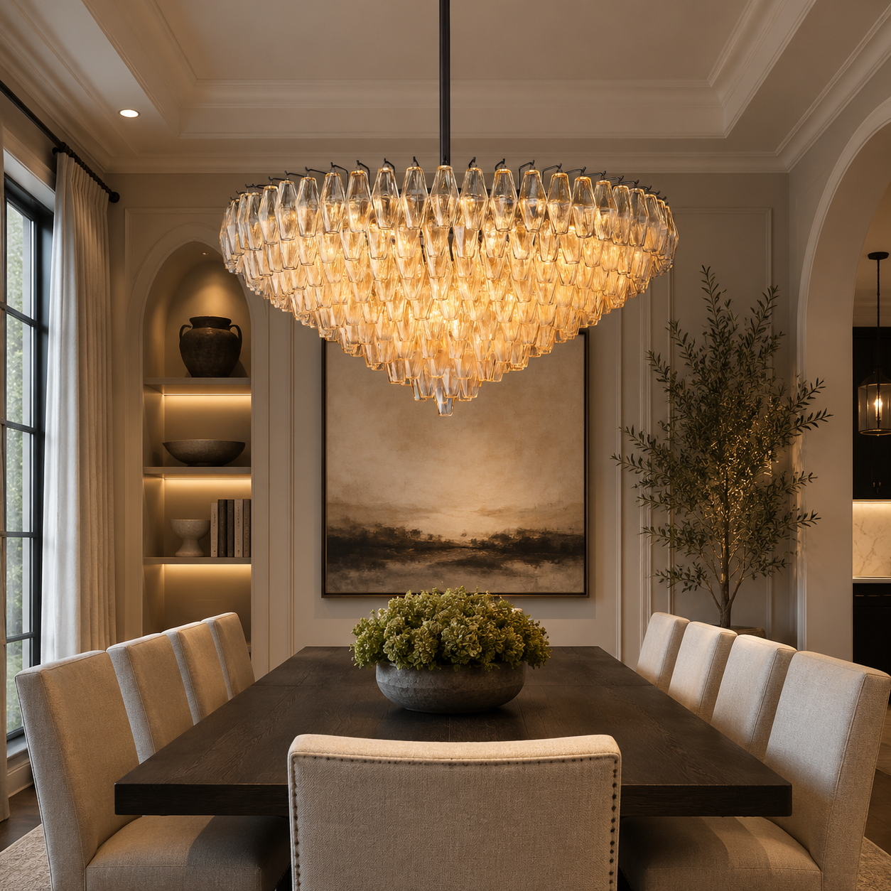 Dhiara Clear Glass Tiered Round Chandelier