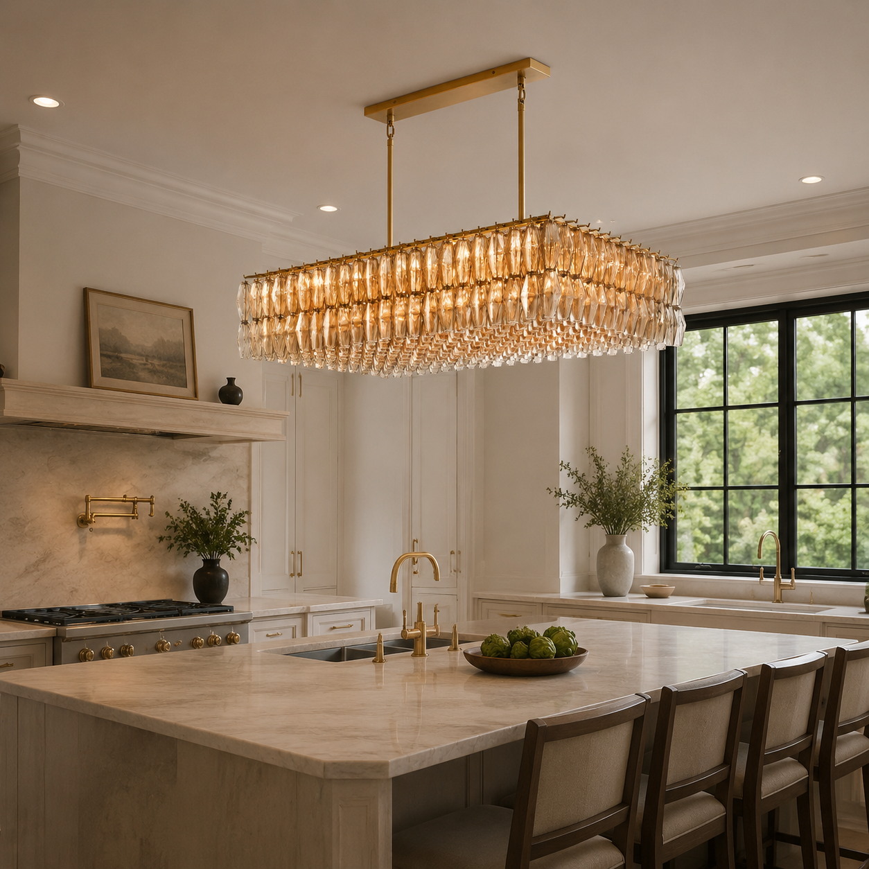Dhiara Smoke Glass Rectangular Chandelier
