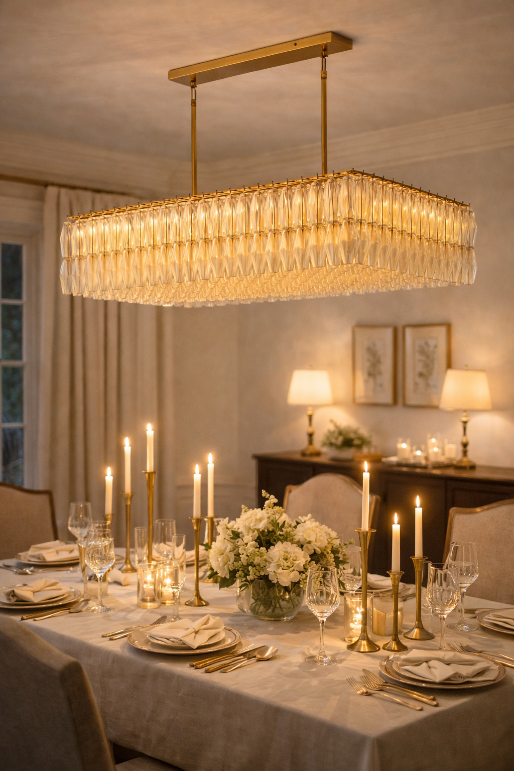 Dhiara Clear Glass Rectangular Chandelier