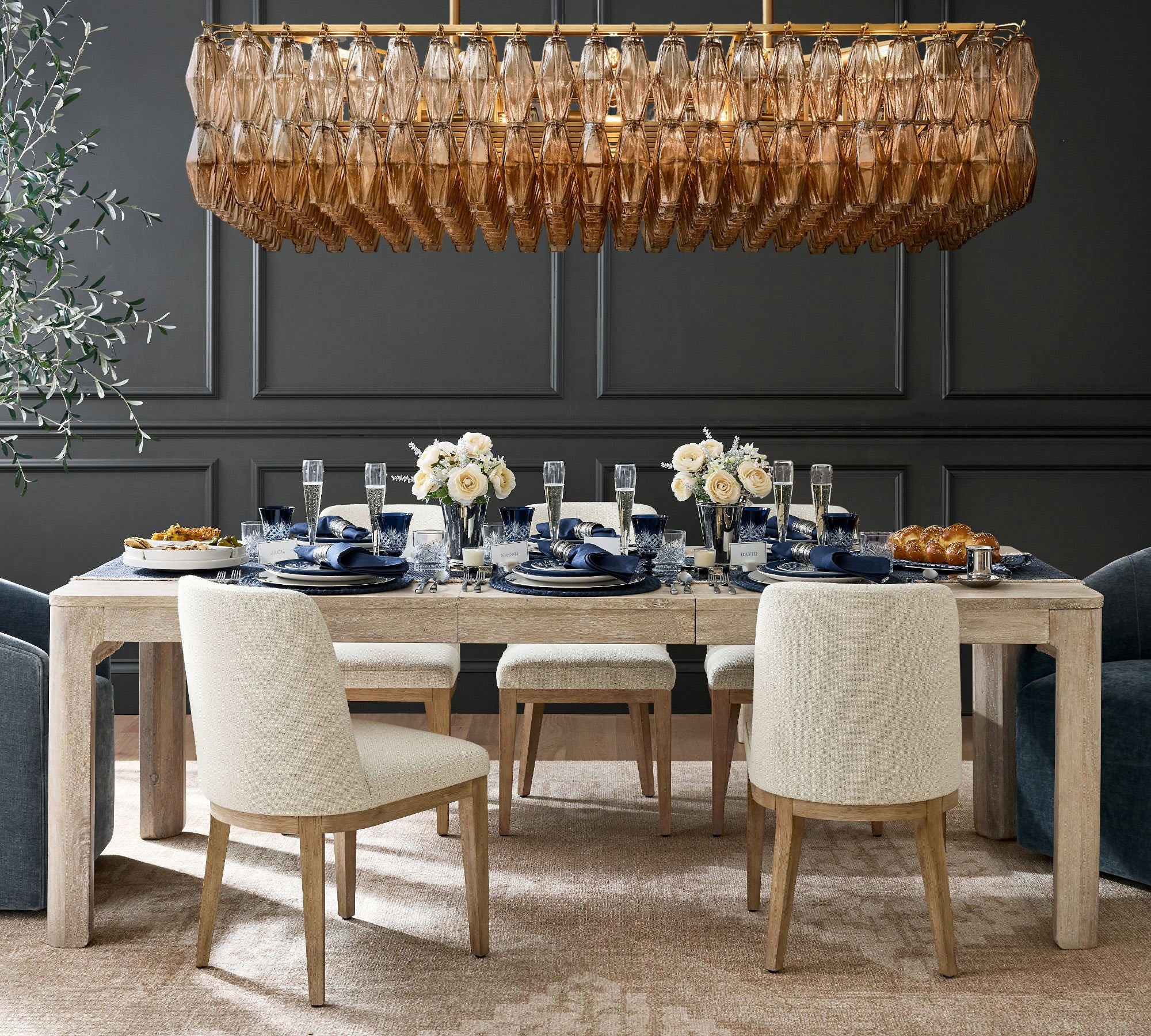 Dhiara Smoke Glass Rectangular Chandelier