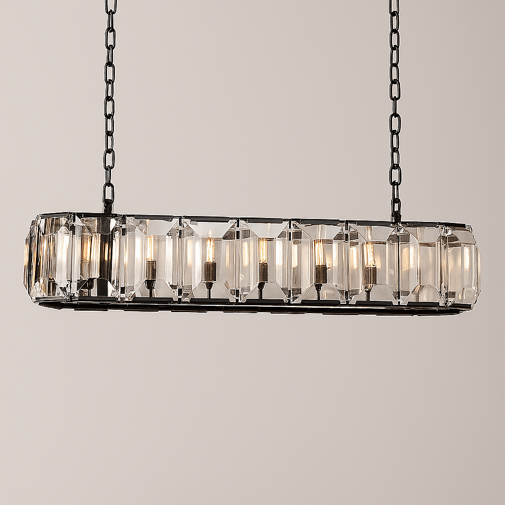 MARLOW CRYSTAL RECTANGULAR CHANDELIER 54"
