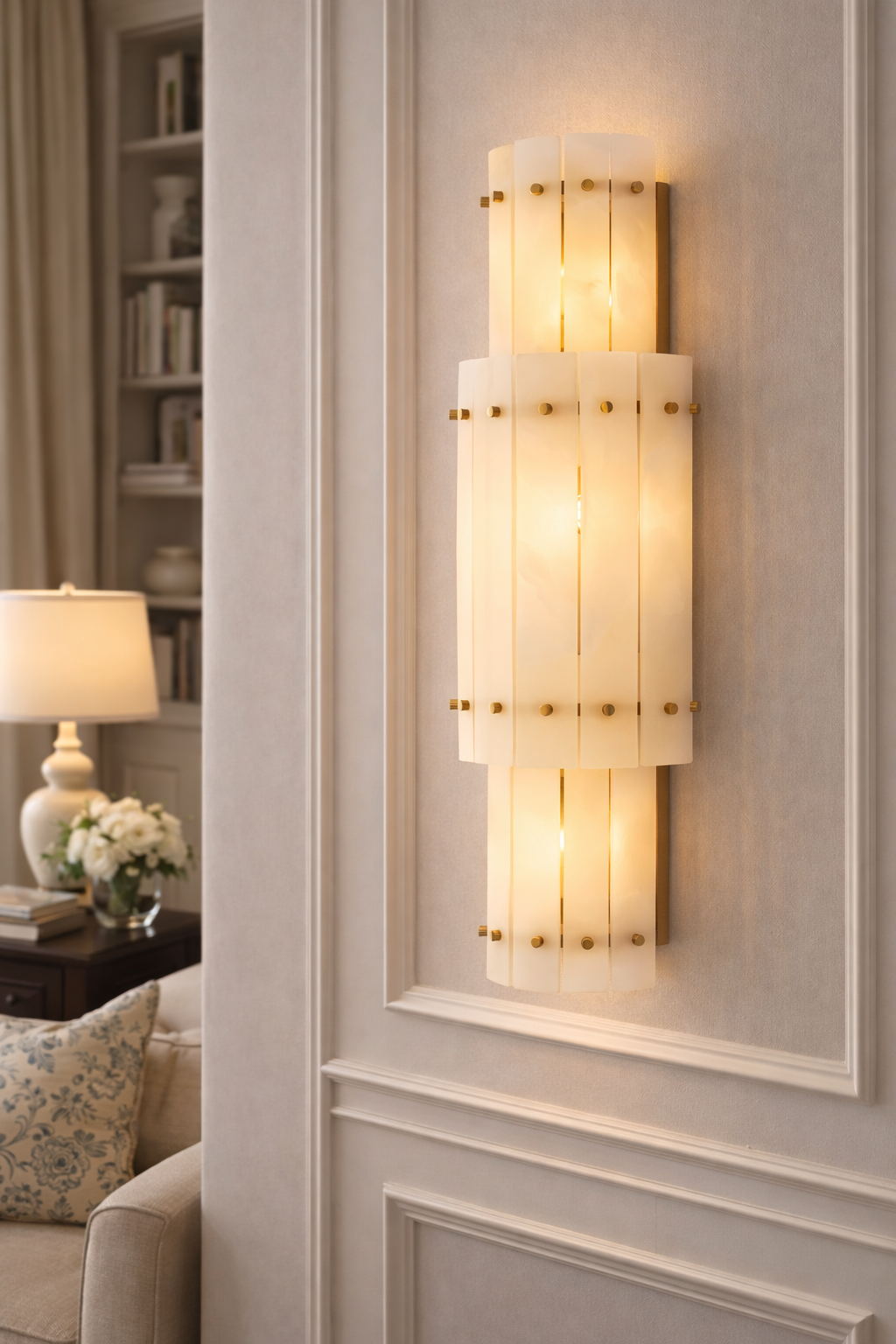 San Marca Alabaster Grand Round Sconce