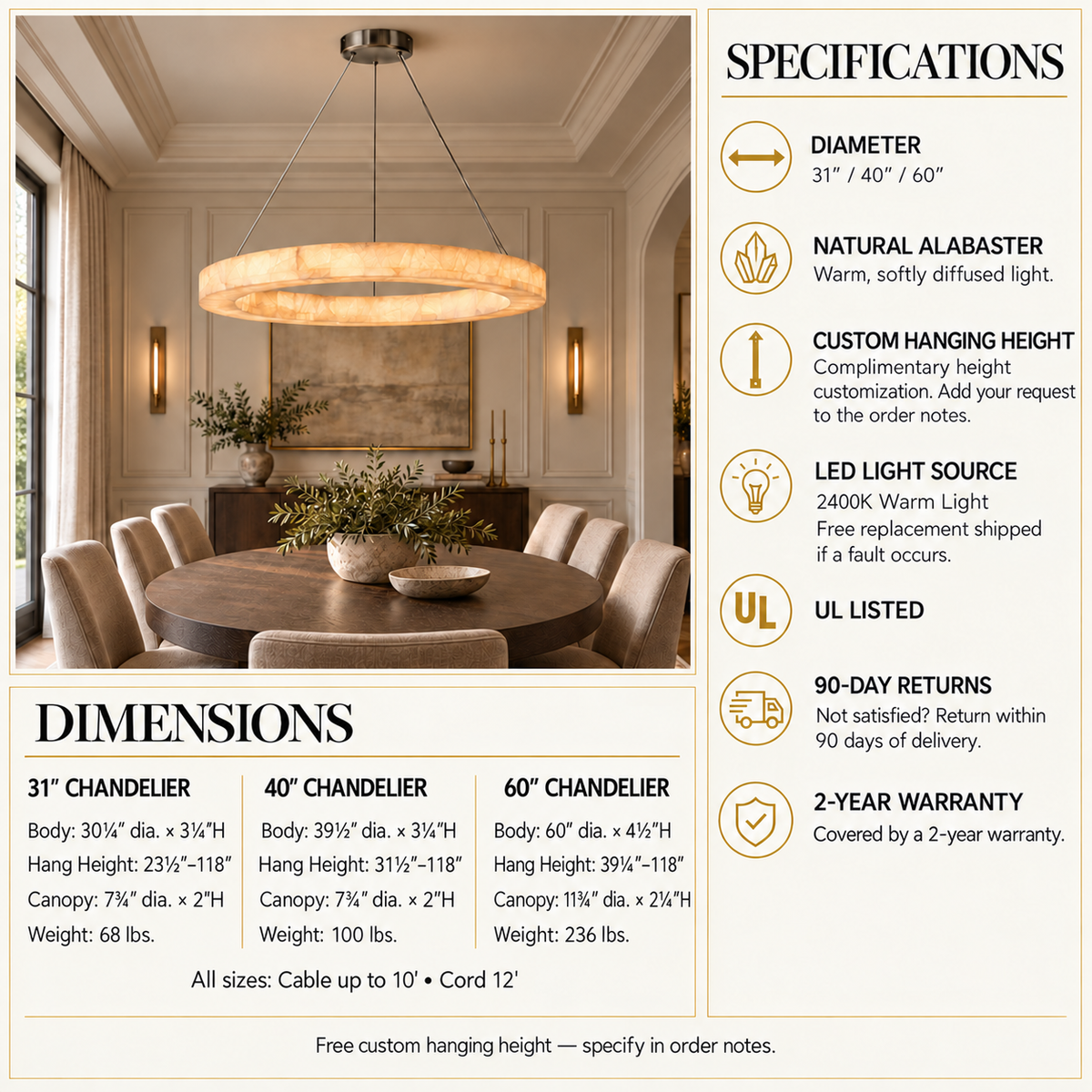 Rigede Lueur Round Chandelier