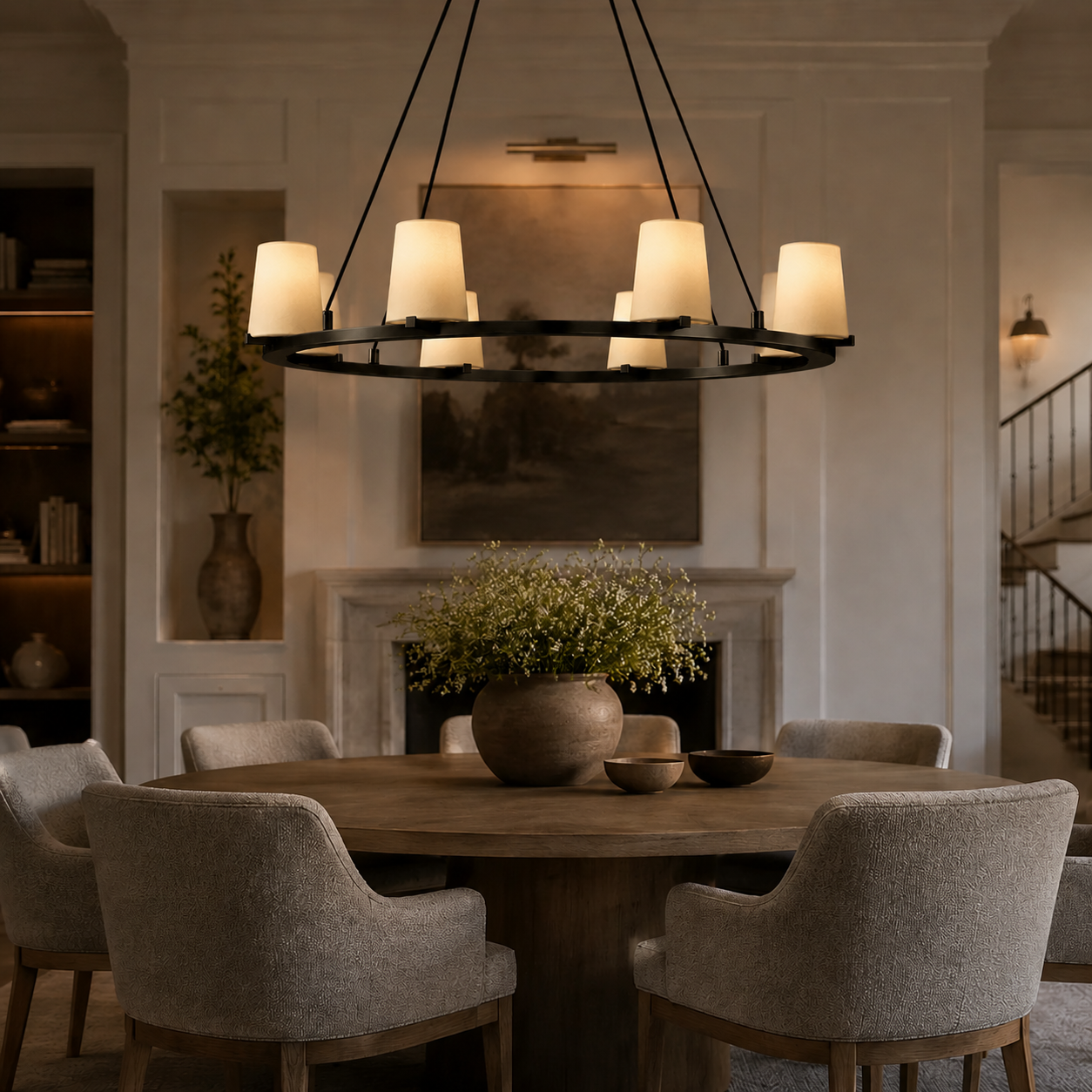 Pauillace Fabric Shade Round Chandelier