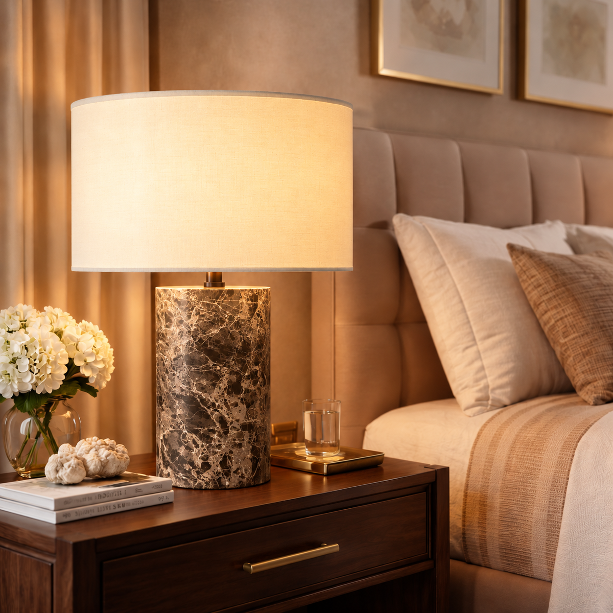 Sarezzoe Stone Cylindrical Table Lamp