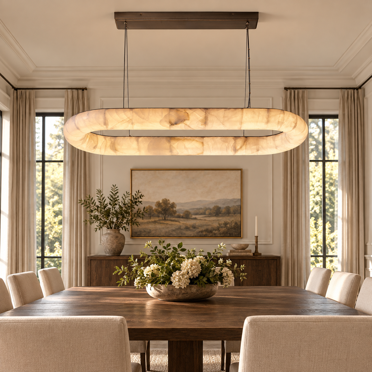 Rigede Lisse Oval Chandelier