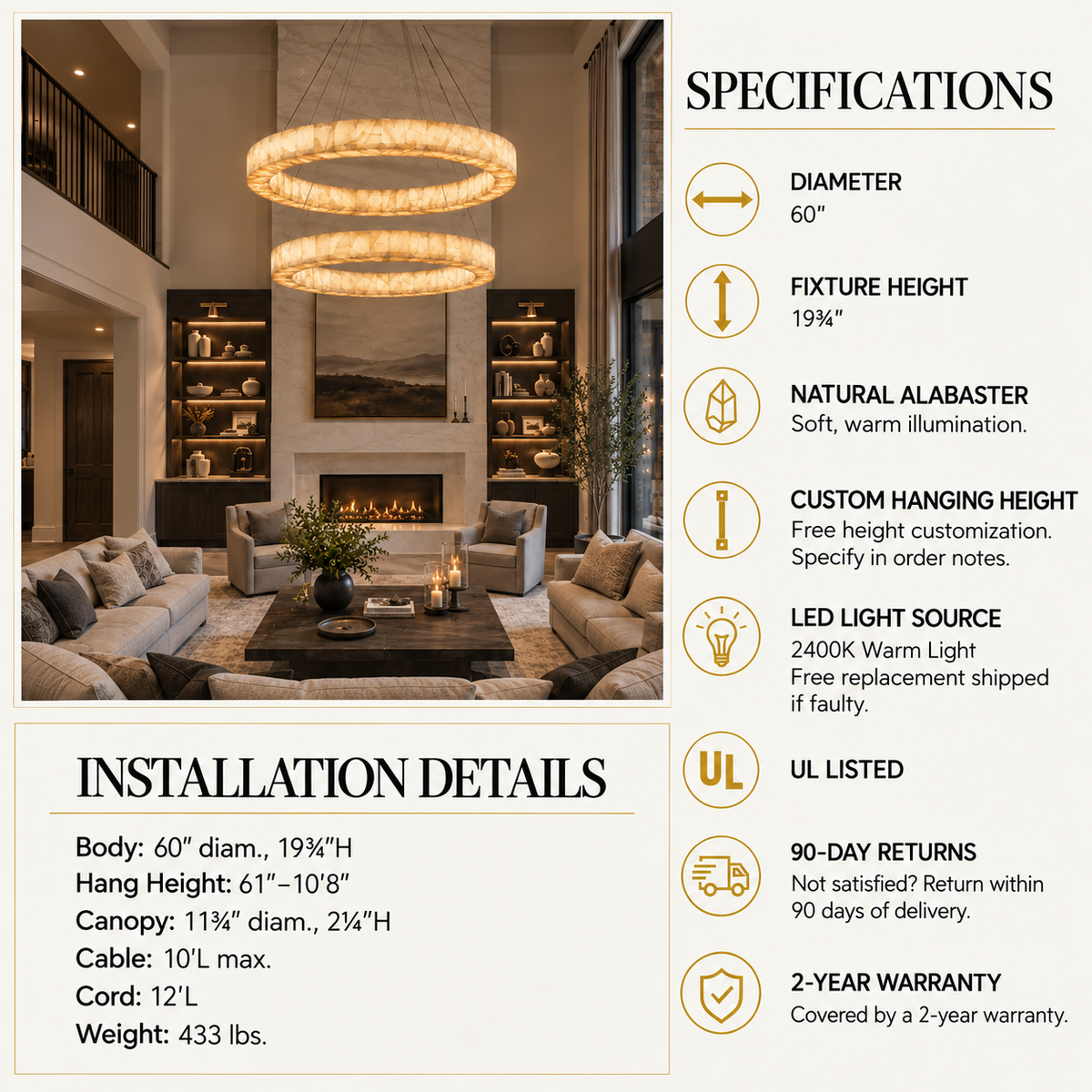 Rigede Lueur Two-Tier Round Chandelier