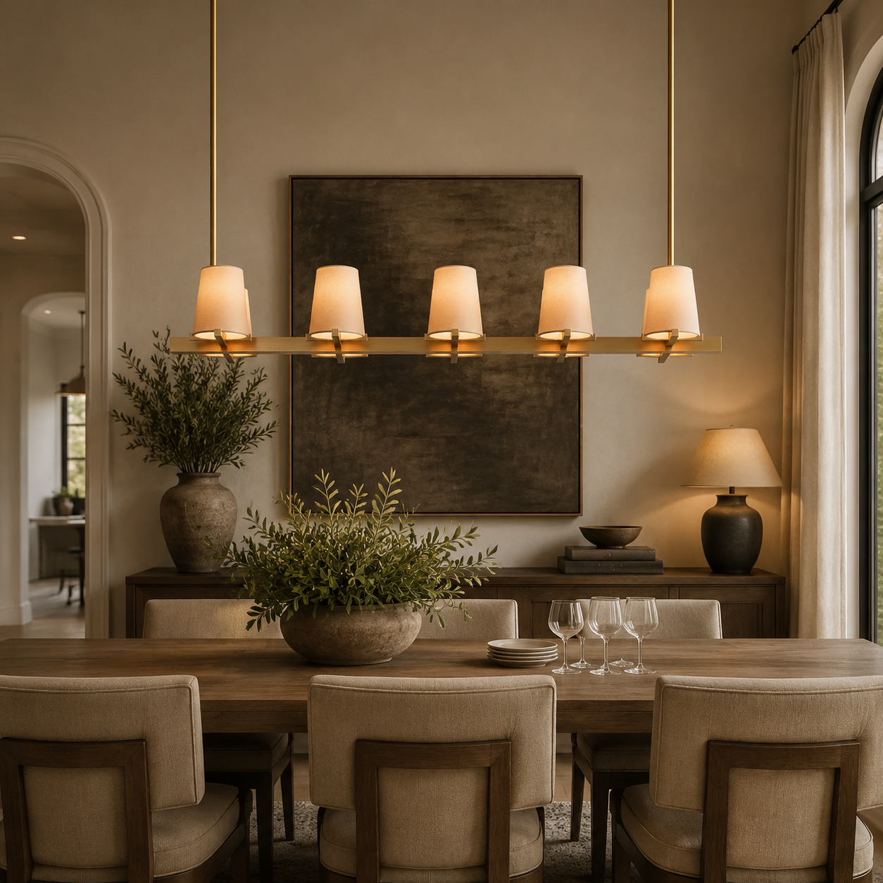 Pauillace Fabric Shade Linear Chandelier