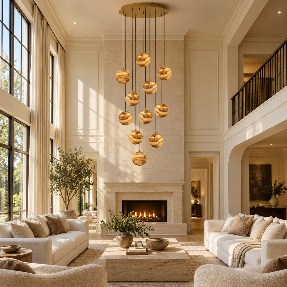 Ambrose Alabaster Globe Cascade Chandelier