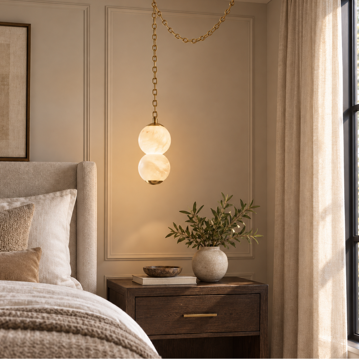 Stacked Alabaster Chain Chandelier