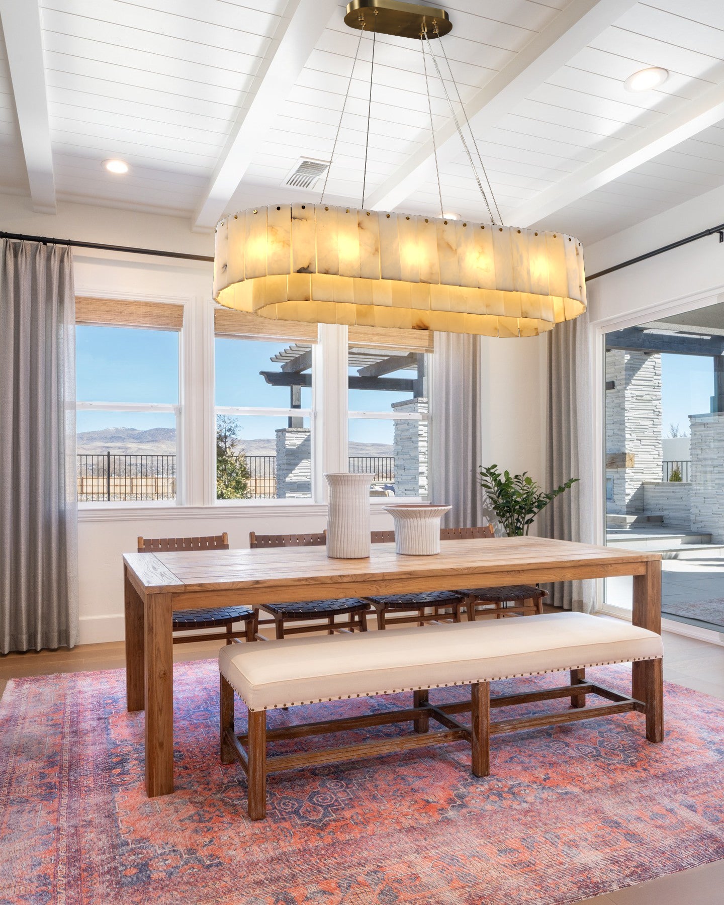 Nonzerat Rectangle Alabaster Dining Room Chandeliers