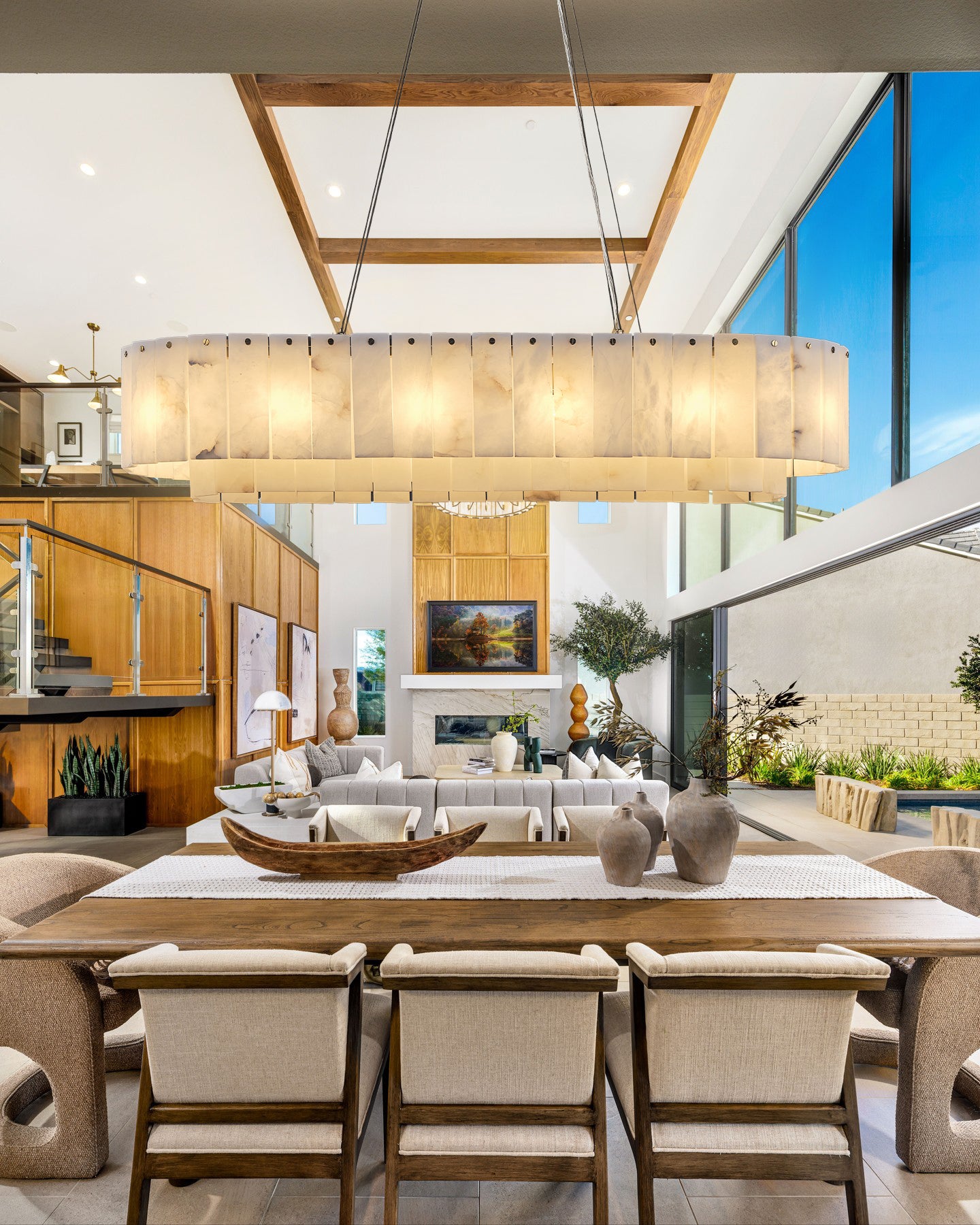 Nonzerat Rectangle Alabaster Dining Room Chandeliers