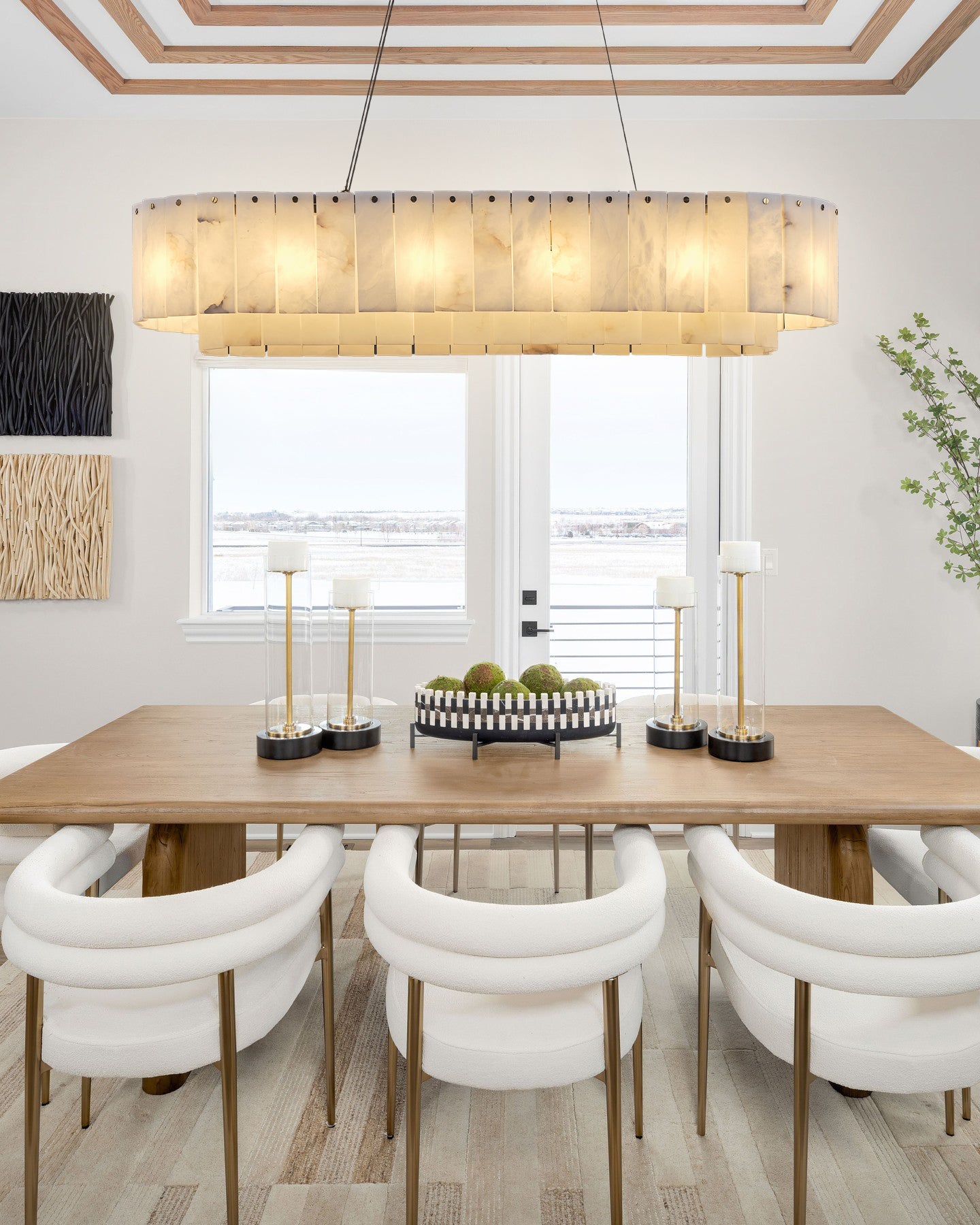 Nonzerat Rectangle Alabaster Dining Room Chandeliers