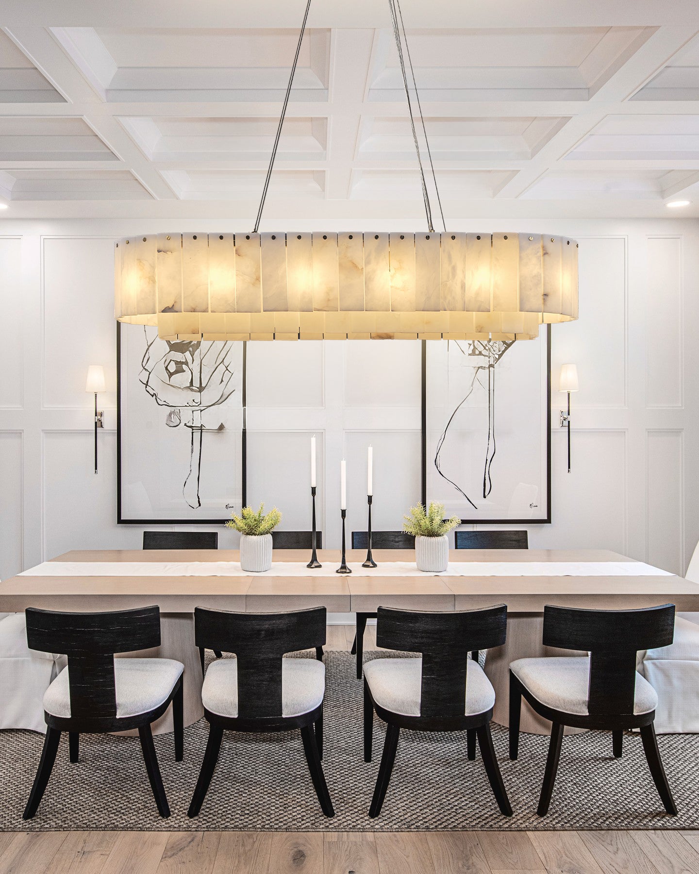 Nonzerat Rectangle Alabaster Dining Room Chandeliers